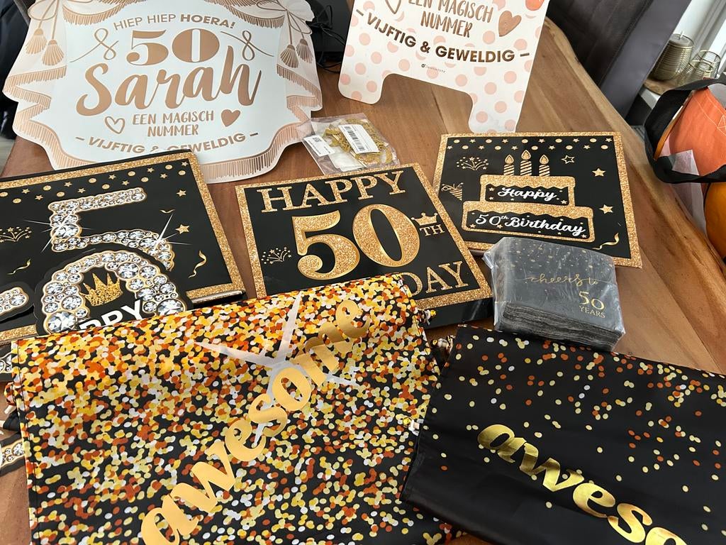 50e Verjaardag Decoratie Set - Sarah & Algemeen, Hobby en Vrije tijd, Feestartikelen, Ophalen of Verzenden, Nieuw, Versiering