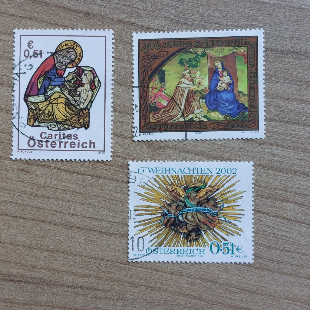 Oostenrijk Jaar 2002  Caritas en Kerst, Ophalen of Verzenden, Gestempeld