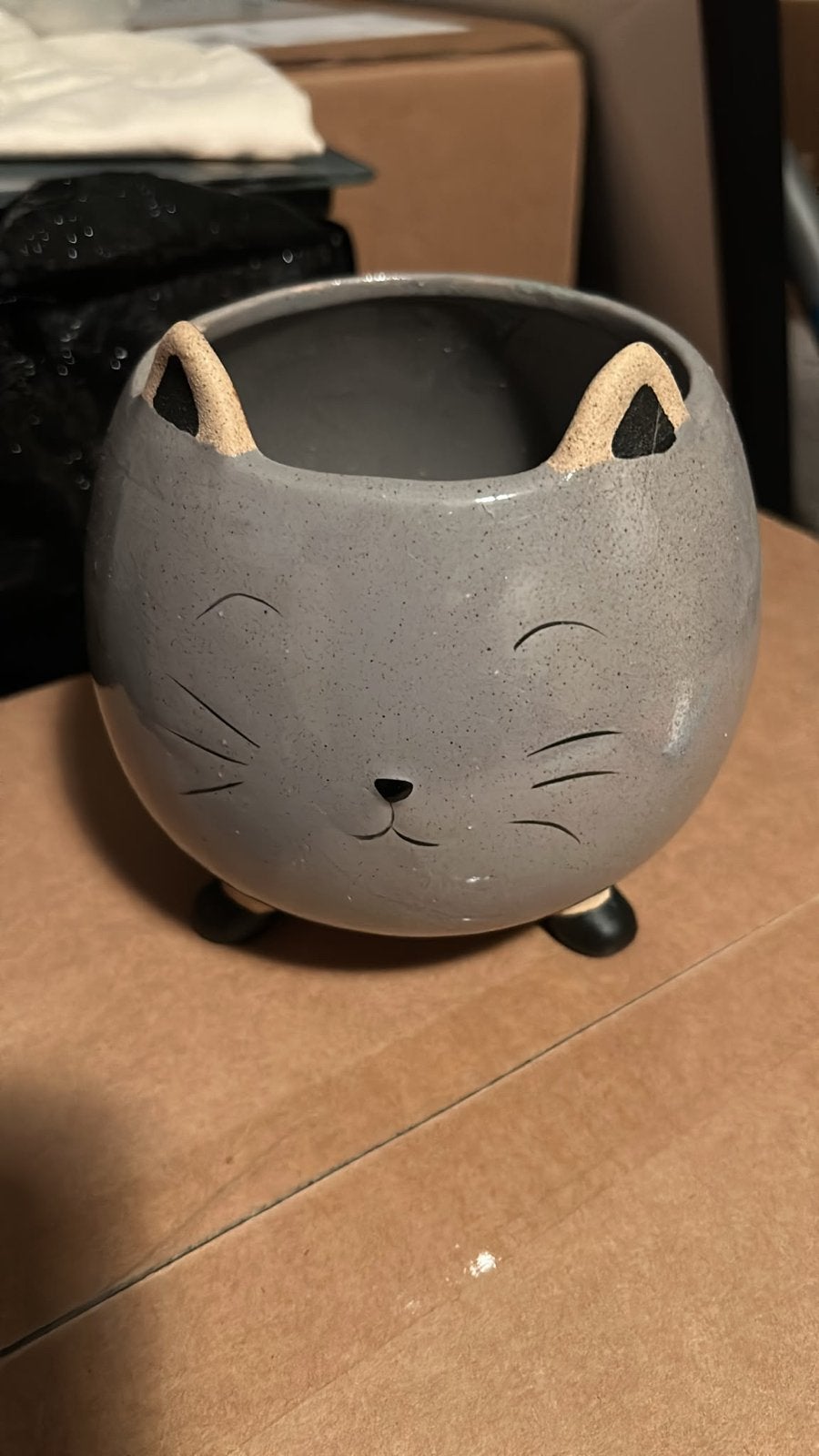 Leuke katten bloempot of plantenbak - Grijs, Ophalen, Zo goed als nieuw, Overige materialen