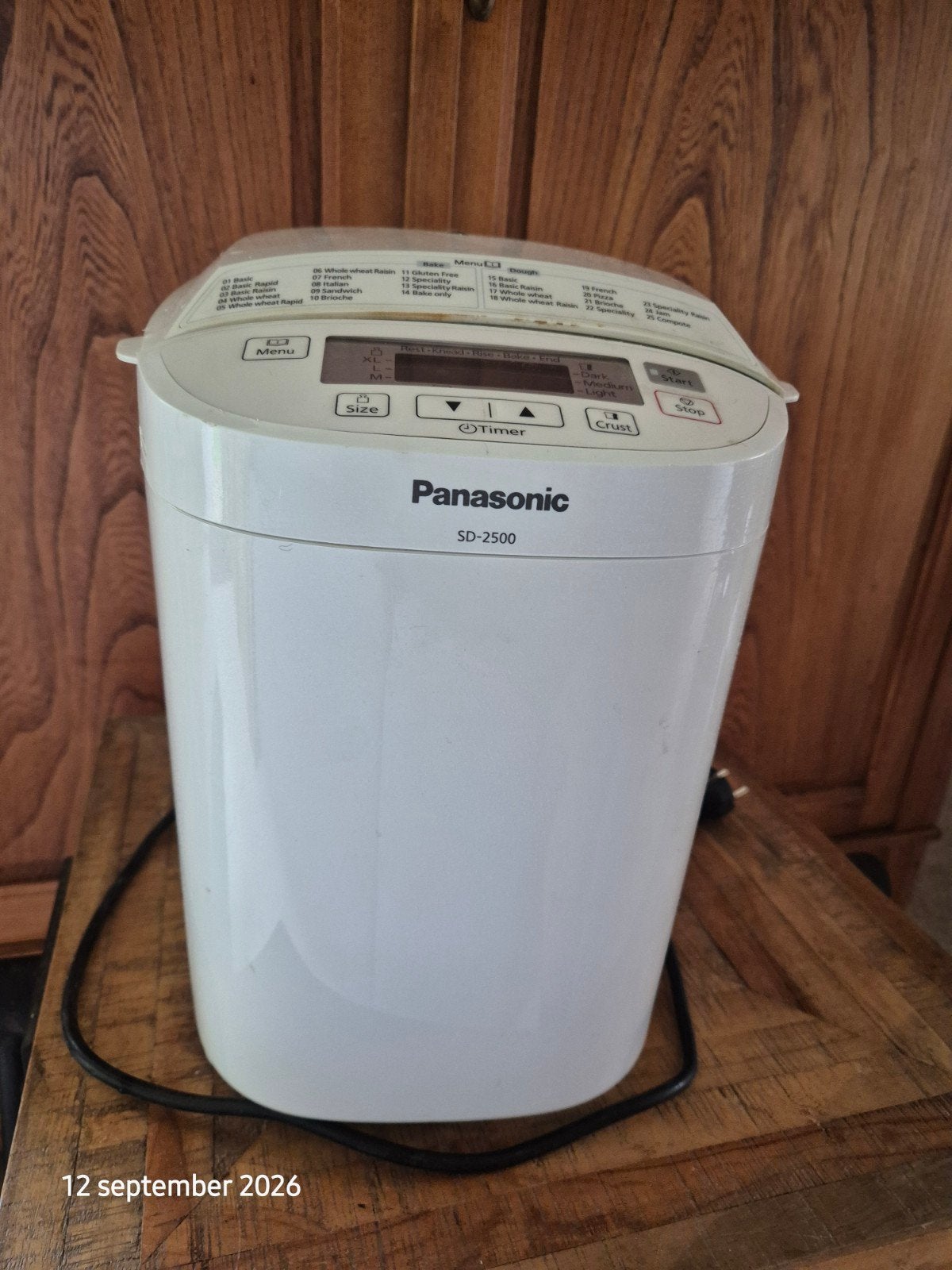 Panasonic SD-2500 Broodbakmachine, Met timer, 800 tot 1200 gram deeg, Ophalen of Verzenden, Gebruikt