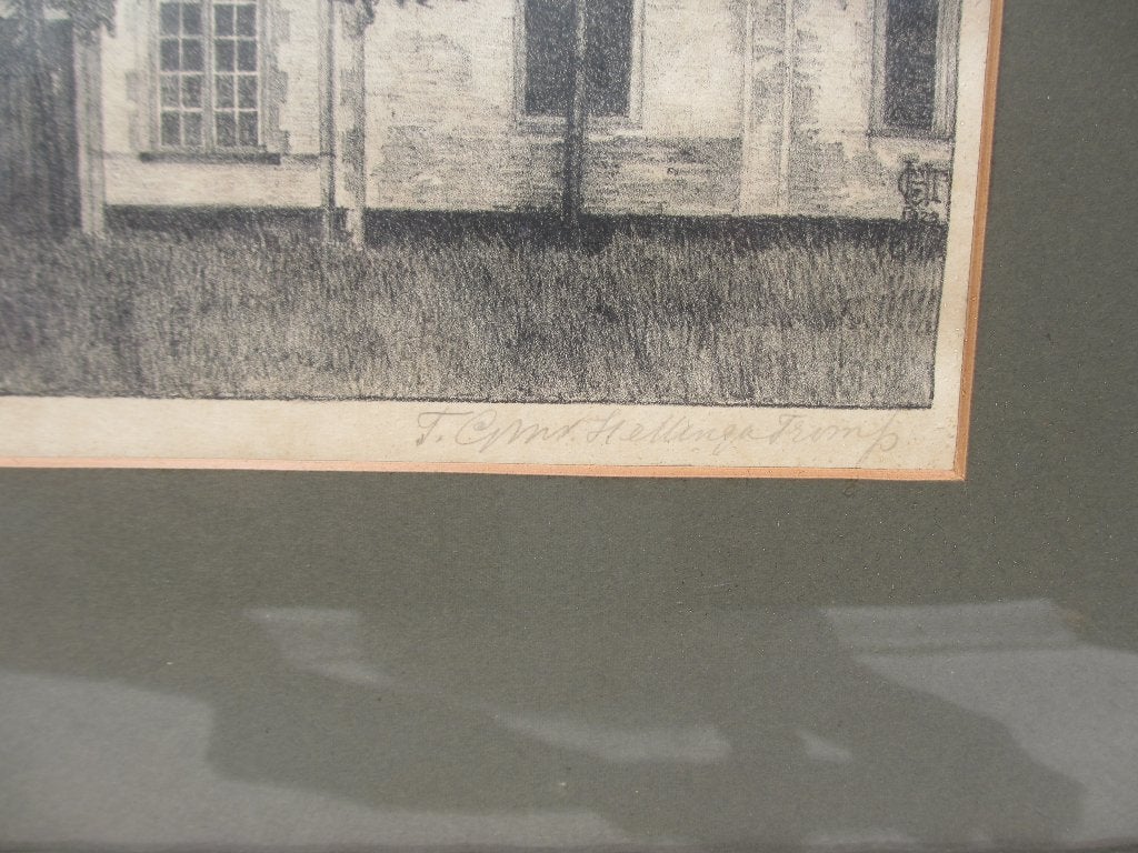 Litho T.G.M. van Hettinga Tromp /begijnhof Brugge 1929, Origineel, Overige onderwerpen, Ophalen of Verzenden, Lithografie