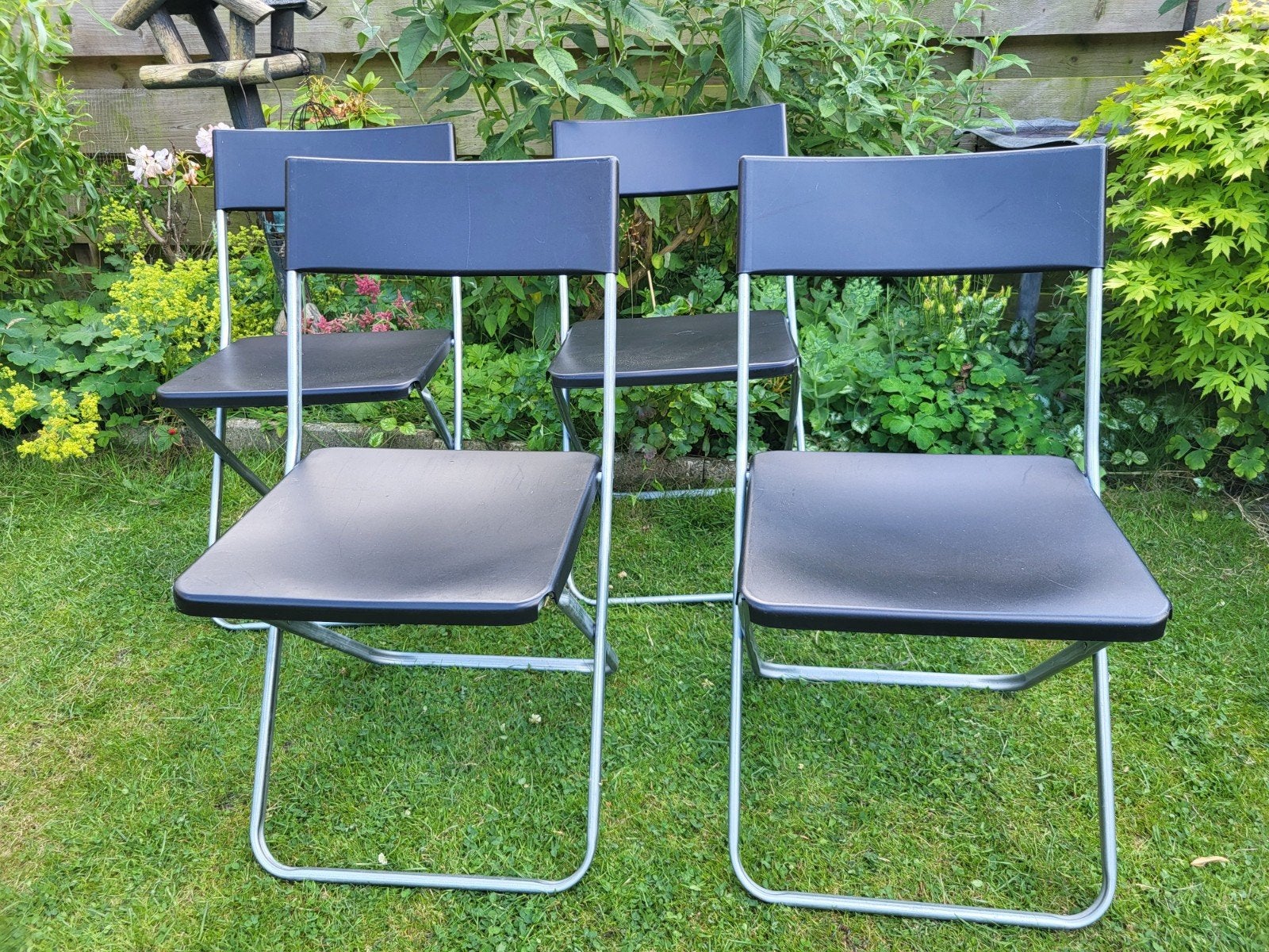 4x Jeff Ikea klapstoel - Zwart/Metaal, Ophalen, Gebruikt, Zwart, Modern, Functioneel