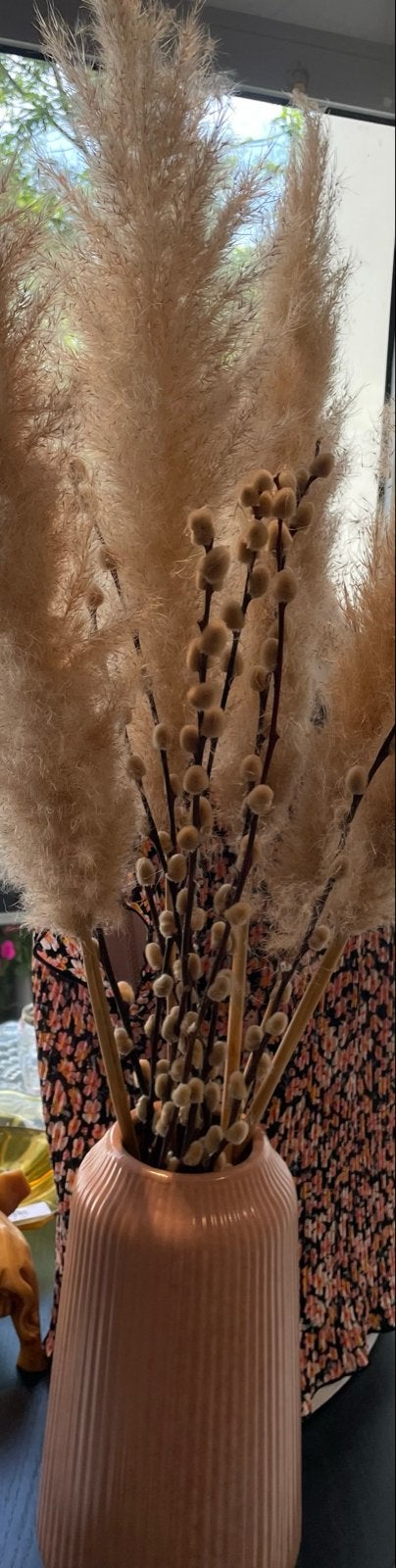 Decoratieve vaas met pampasgras en wilgenkatjes, Ophalen, Overige materialen, Overige kleuren, Nieuw