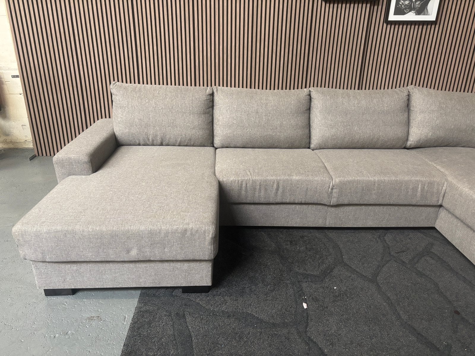 GRATIS LEVERING U-Bank Grijs 340x215x150 GEREINIGD, Hoekbank, 300 cm of meer, Ophalen of Verzenden, Zo goed als nieuw