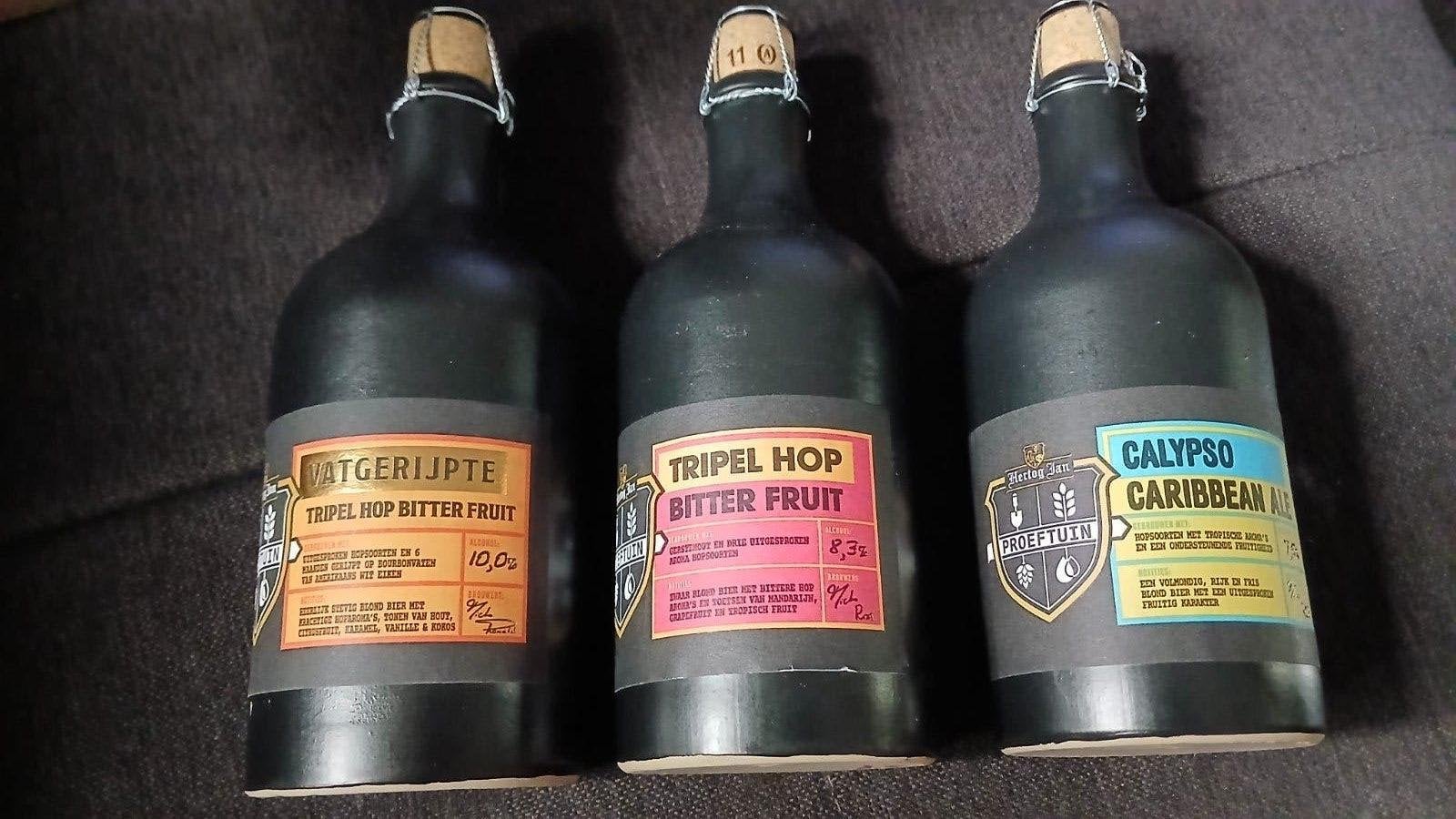 Set van 3 Hertog Jan Proeftuin bieren, Ophalen of Verzenden, Gebruikt, Flesje(s), Overige merken