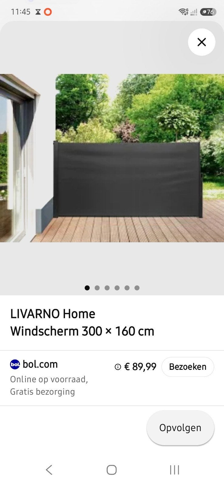 LIVARNO Home Zijwindscherm 160x300 cm - Zo goed als nieuw, Tuin en Terras, Ophalen, Zo goed als nieuw