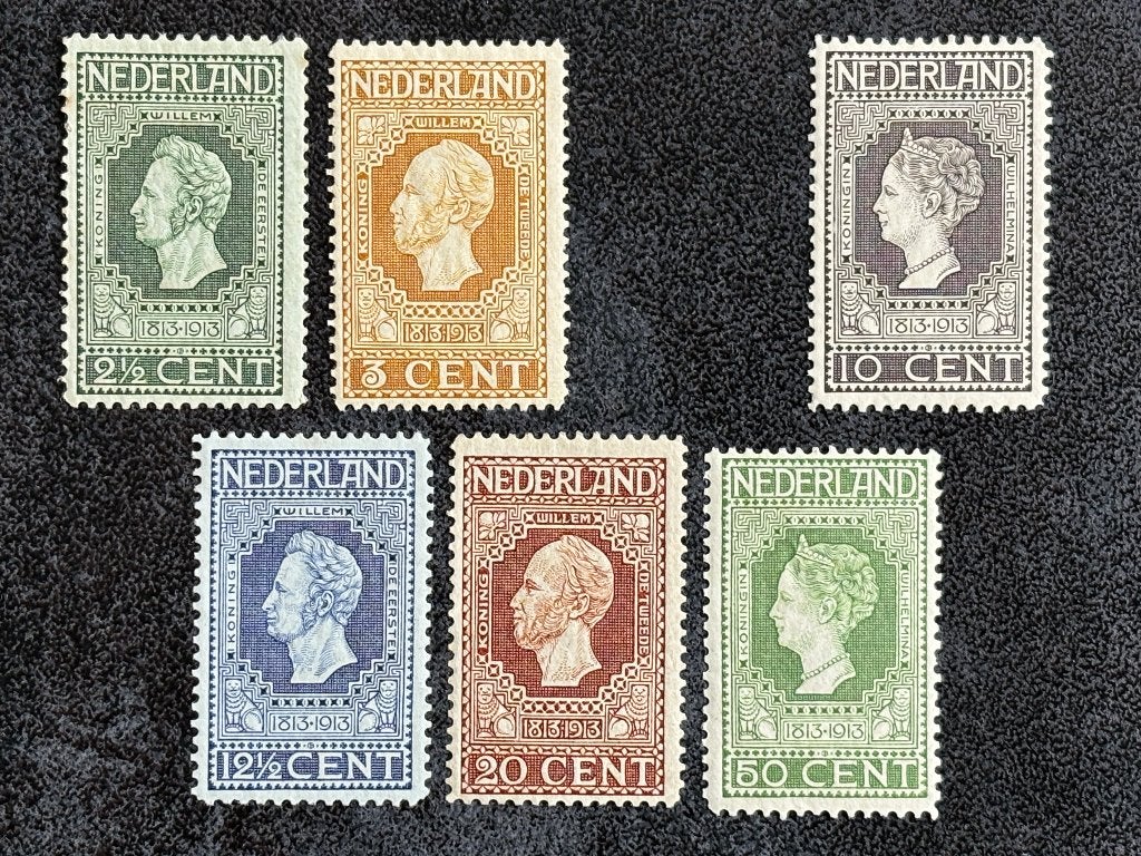 1913 NVPH 90-91,93-97B 100 jaar onafhankelijkheid Ongebruikt, Postzegels en Munten, Ophalen of Verzenden, T/m 1940