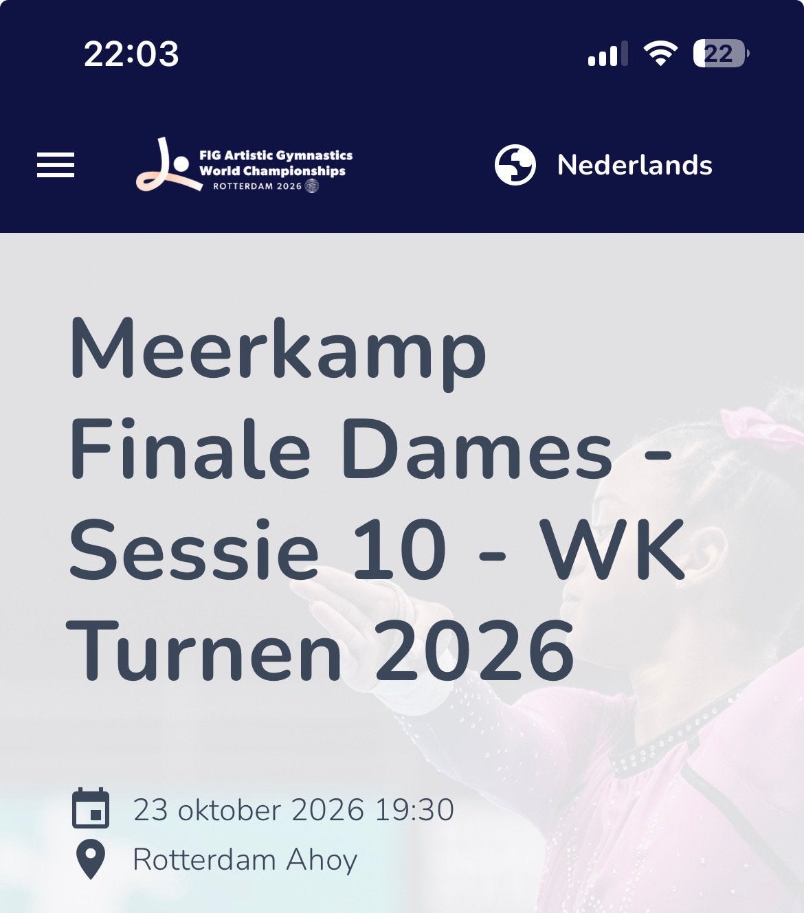1 kaartje WK Turnen Allround finale dames, Tickets en Kaartjes, Eén persoon