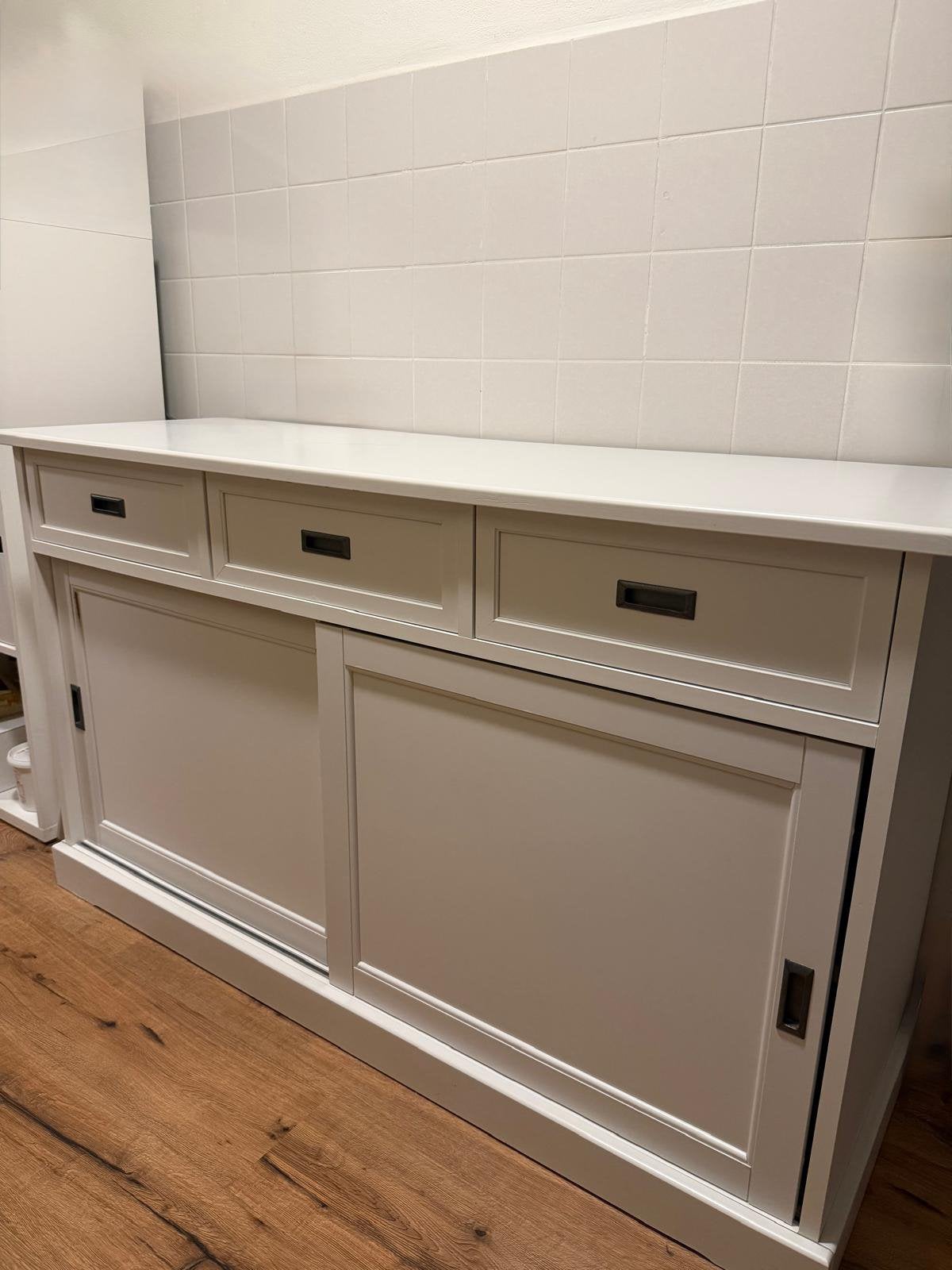 IKEA LARSFRID buffetkast – wit, Ophalen, Gebruikt, 150 tot 200 cm, Met lade(s)
