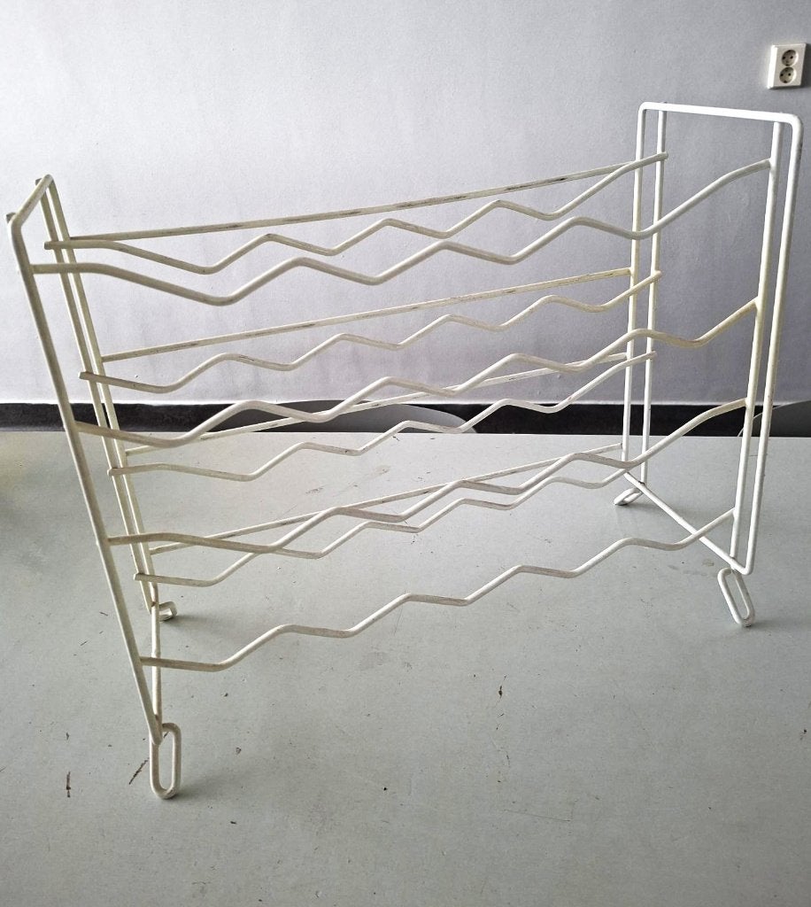 Tomado vintage wijnrek wit draadstaal retro design 20flessen, Gebruikt, 15 tot 25 flessen, Ophalen of Verzenden, Metaal