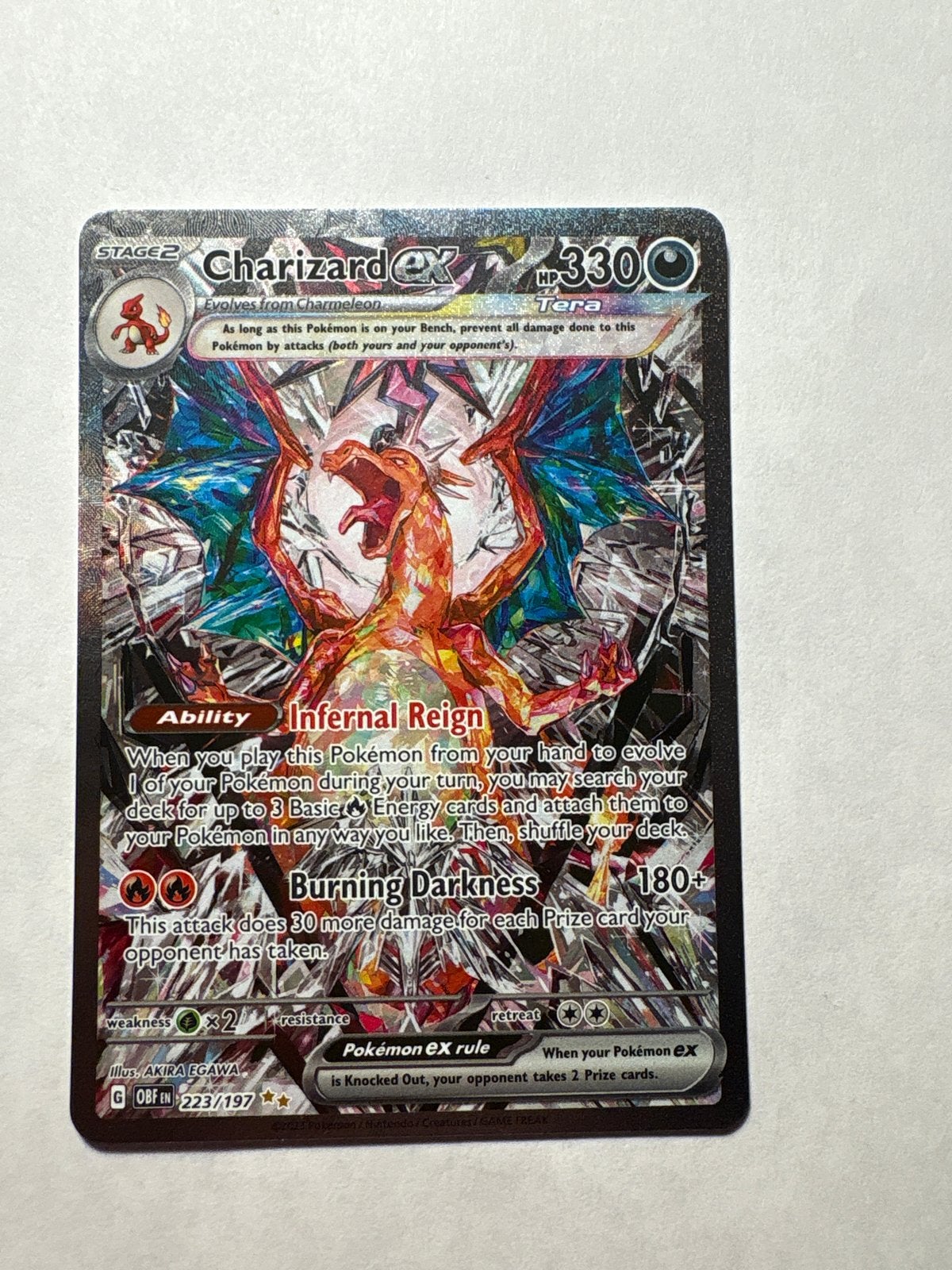 Charizard ex Tera Pokémon kaart 223/197 Obsidian Flames, Ophalen of Verzenden, Nieuw, Losse kaart, Foil