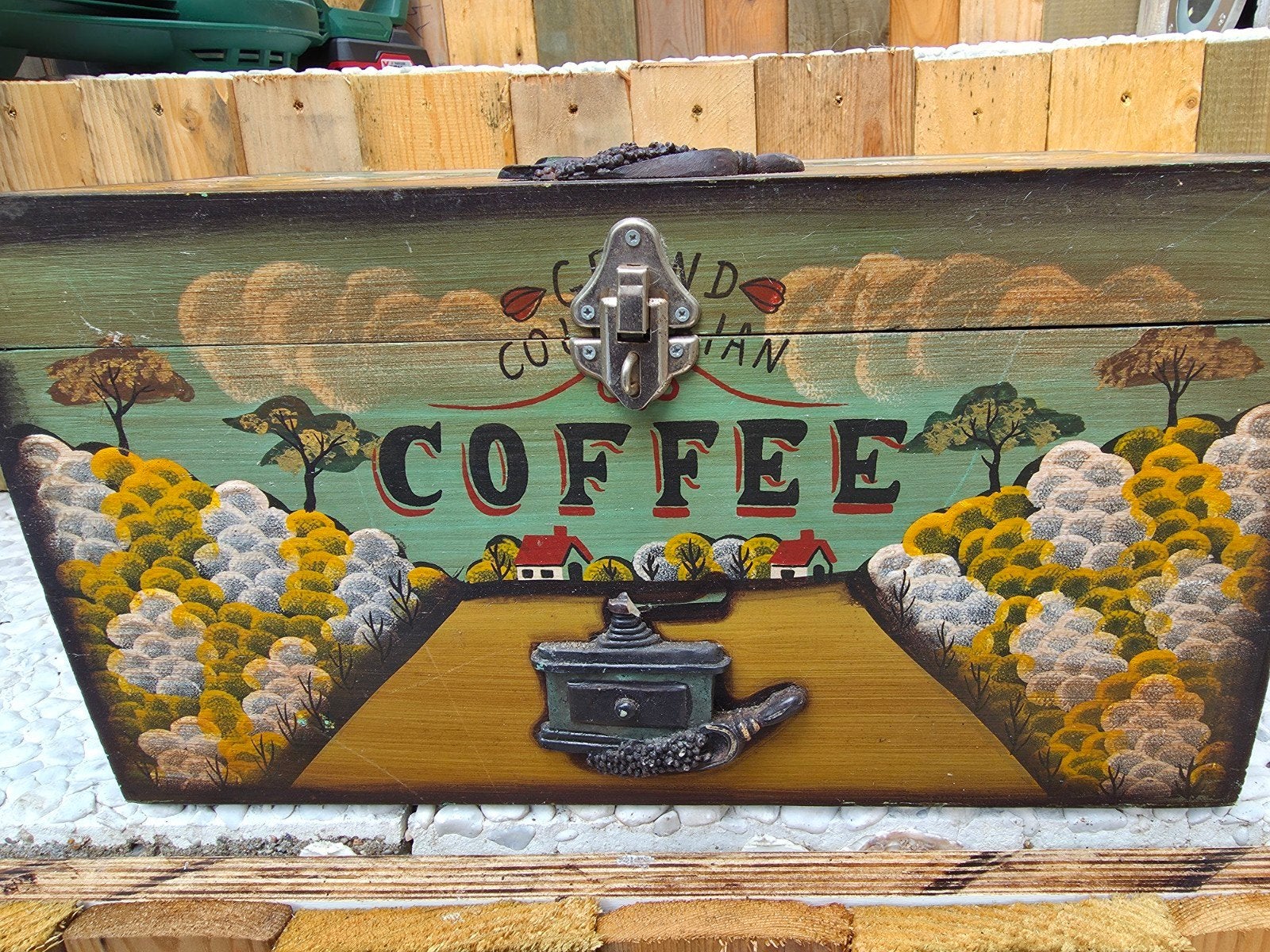 Decoratieve Houten Koffie Kist - Grand Colombian Coffee, Ophalen of Verzenden