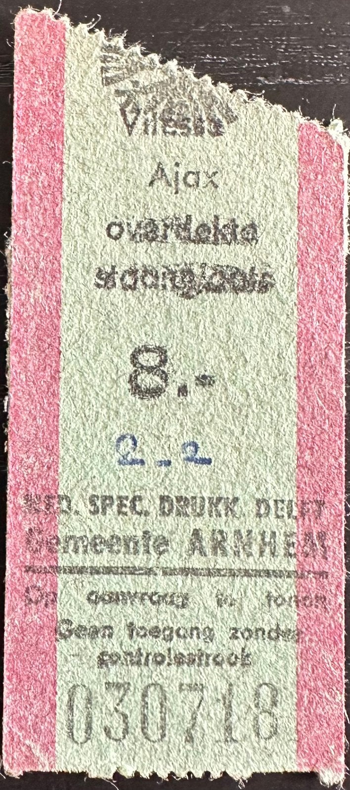 Ticket 77-78 Vitesse - Ajax, Verzenden, Gebruikt, Ajax, Overige typen