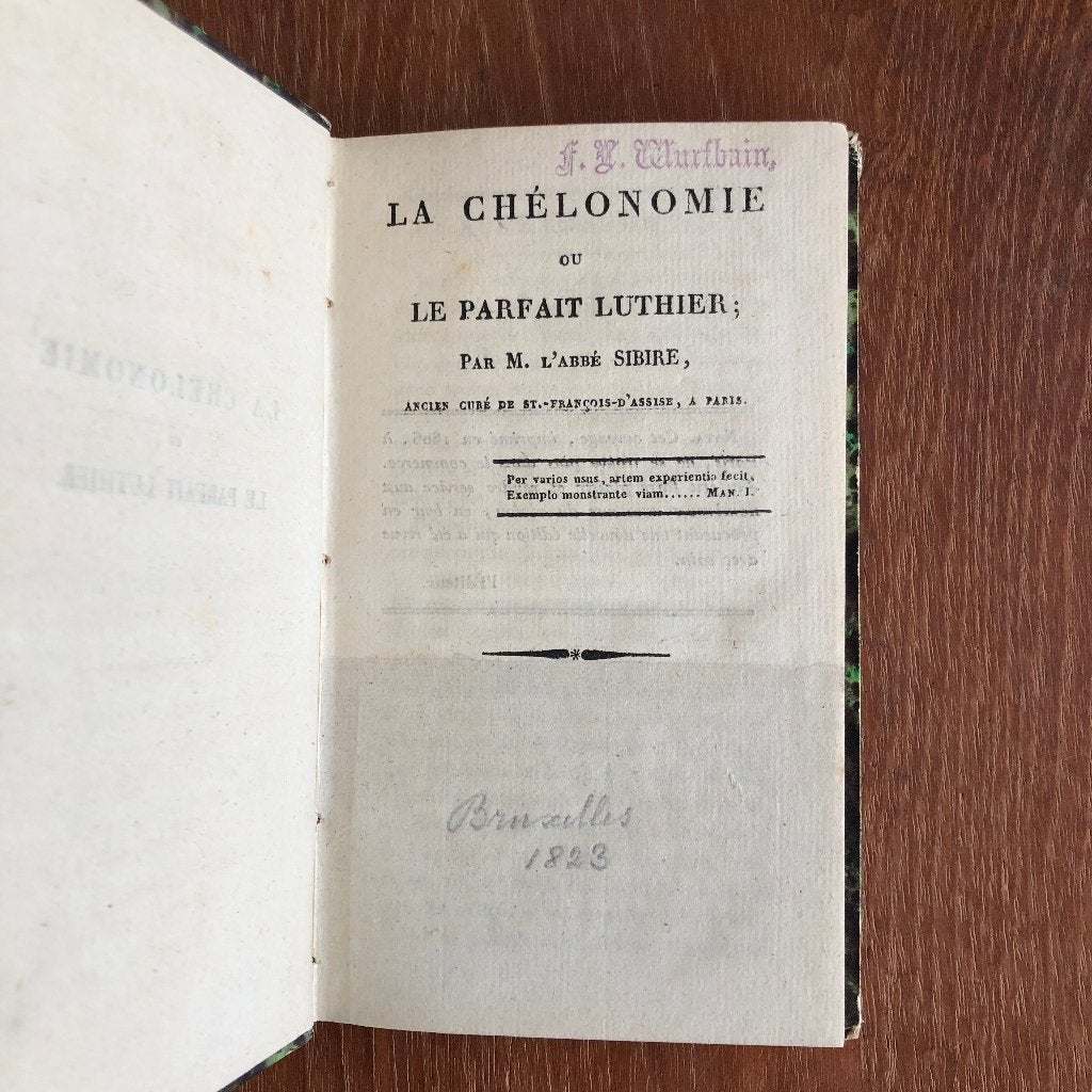 1823. La Chélonomie ou Le Parfait Luthier - M. L'Abbé Sibire, Ophalen of Verzenden, M. L'Abbé Sibire