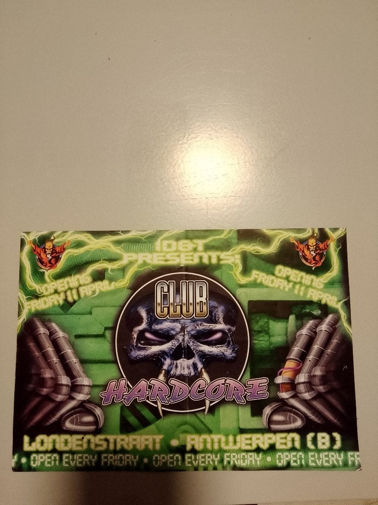 Id&t flyer club hardcore Antwerpen, Verzamelen, Ophalen, Gebruikt, A4 of kleiner, Rechthoekig Liggend