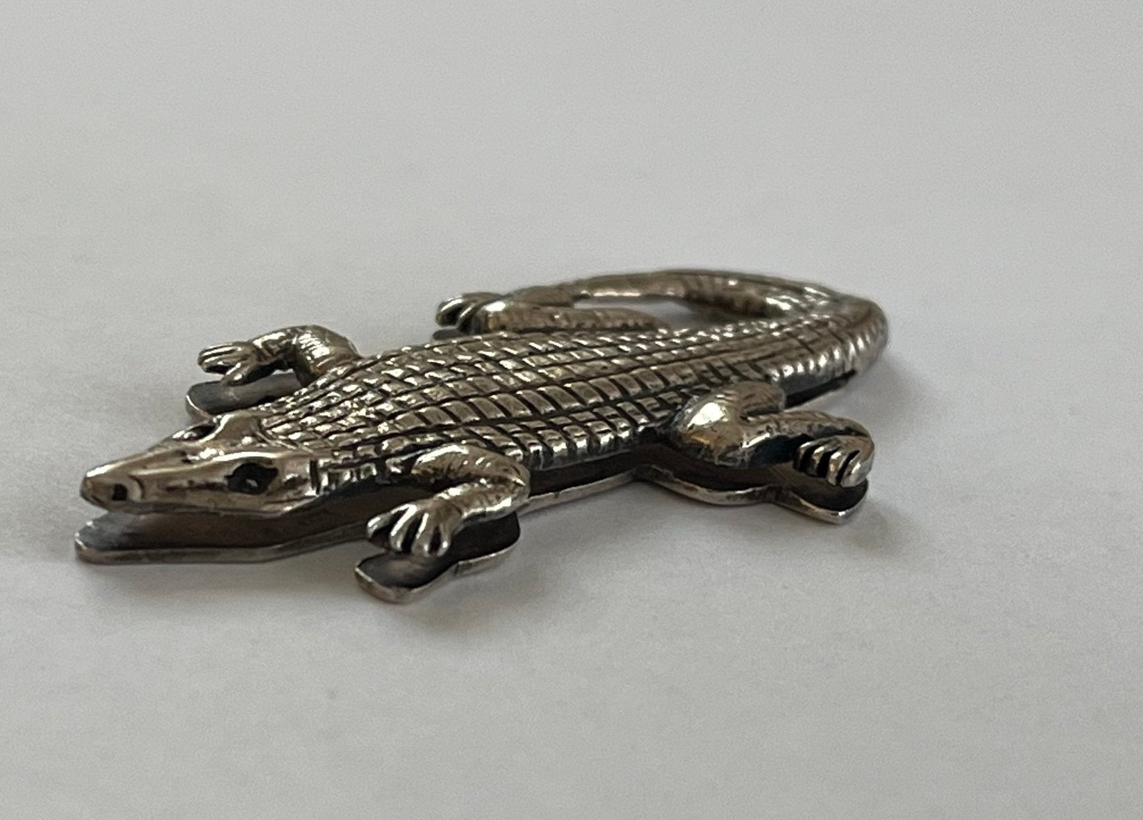 BROCHE Zilver Alligator KROKODIL, Ophalen of Verzenden, Zo goed als nieuw, Zilver, Zilver