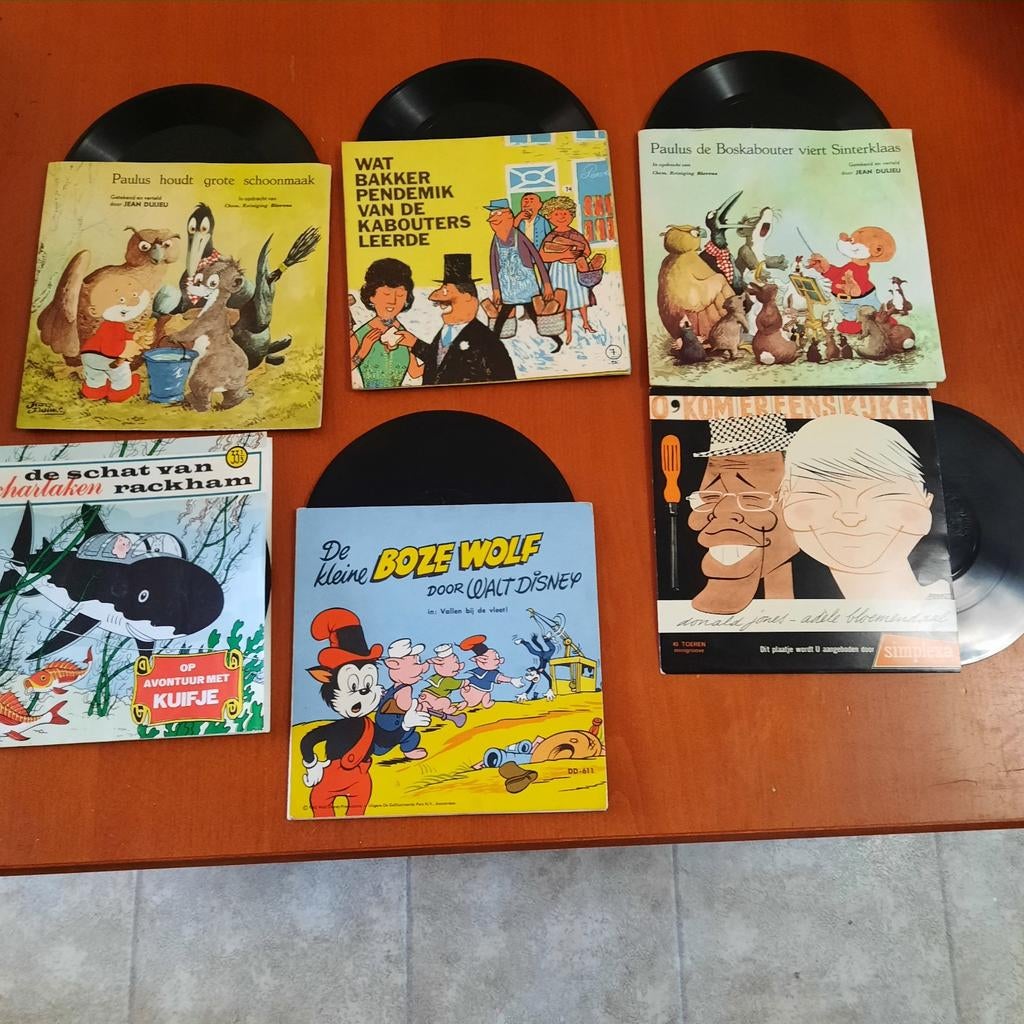 5 Flexidiscs Kuifje, Paulus Boskabouter, Boze Wolf, Cd's en Dvd's, Ophalen of Verzenden, Overige formaten