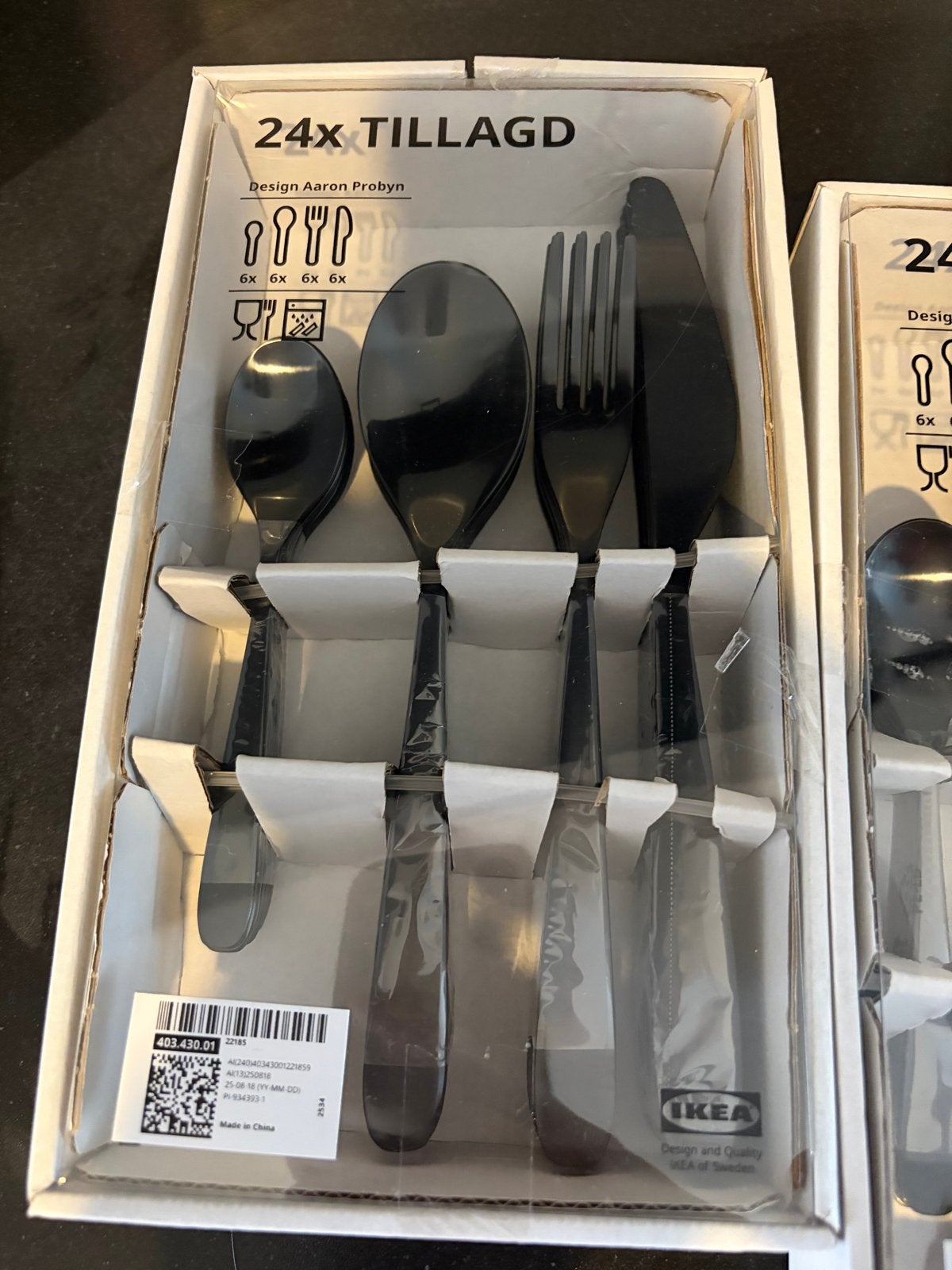 IKEA TILLAGD Bestekset Zwart 24-delig (2 sets), Ophalen, Nieuw, Rvs of Chroom