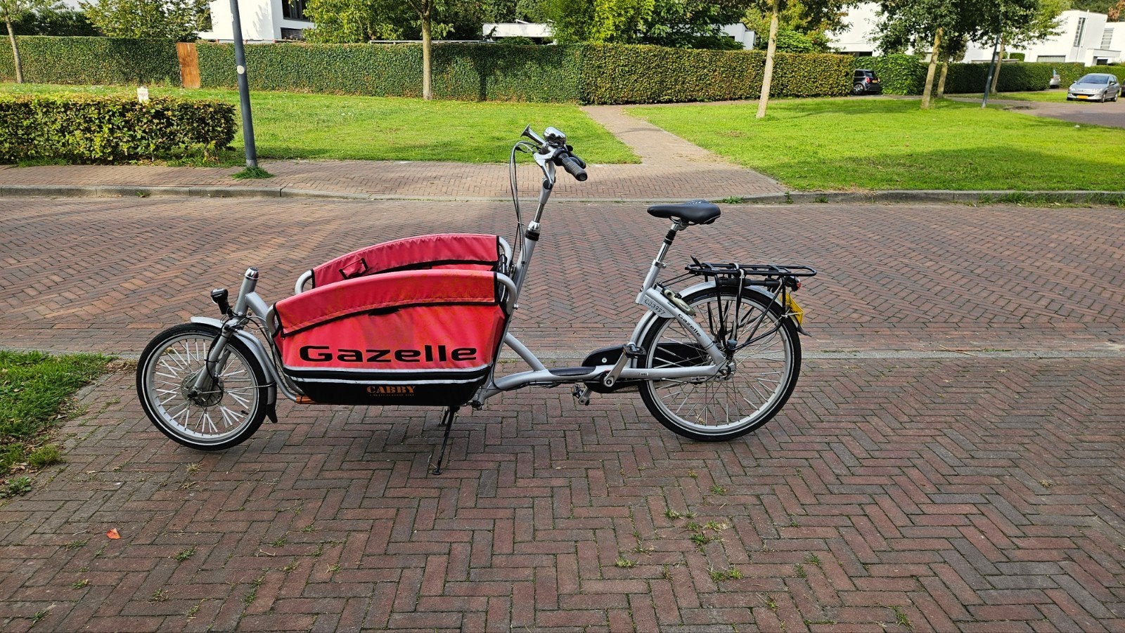 Gazelle Cabby Bakfiets met elektrisch voorwiel, Ophalen, Gebruikt, 2 kinderen, Elektrisch