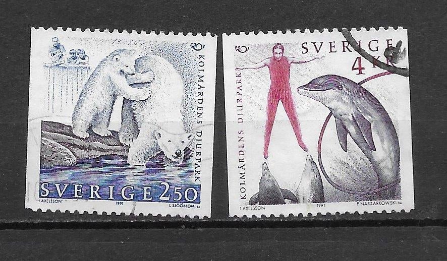 Zweden 1991 dieren ijsbeer dolfijn, Postzegels en Munten, Verzenden, Zweden, Gestempeld