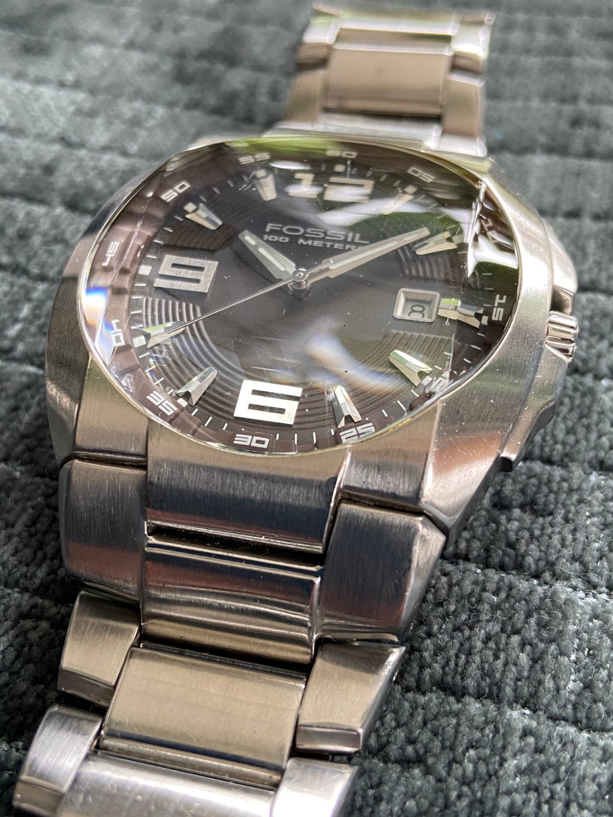 Fossil blue AM4061 Art Deco Vintage Watch, Ophalen of Verzenden, Zo goed als nieuw, Grijs, Jongen of Meisje