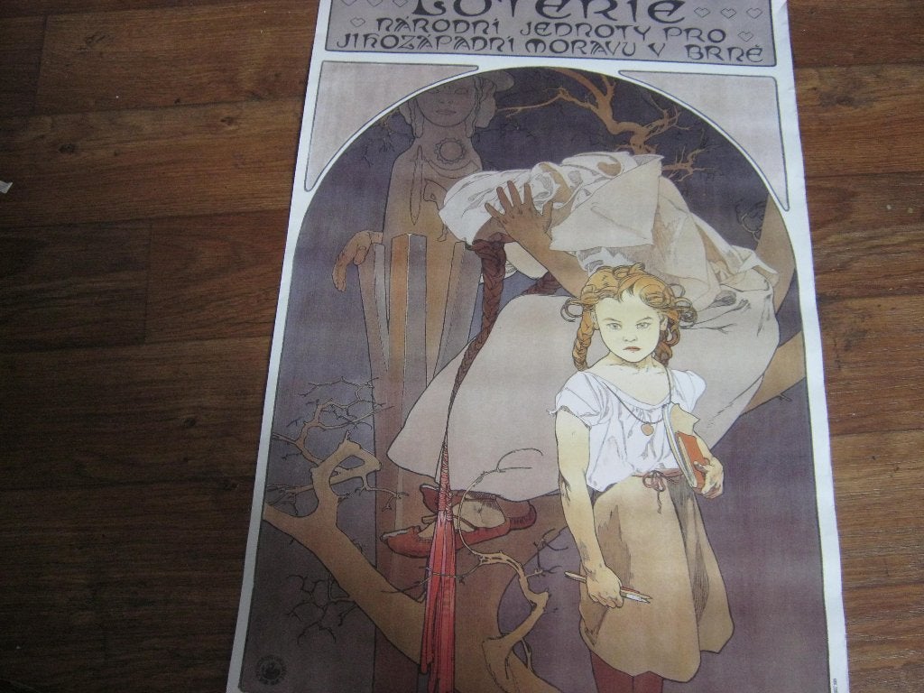 art nouveau Alphonse mucha poster Lottery of National Unity, Verzamelen, Ophalen of Verzenden, A1 t/m A3, Overige onderwerpen