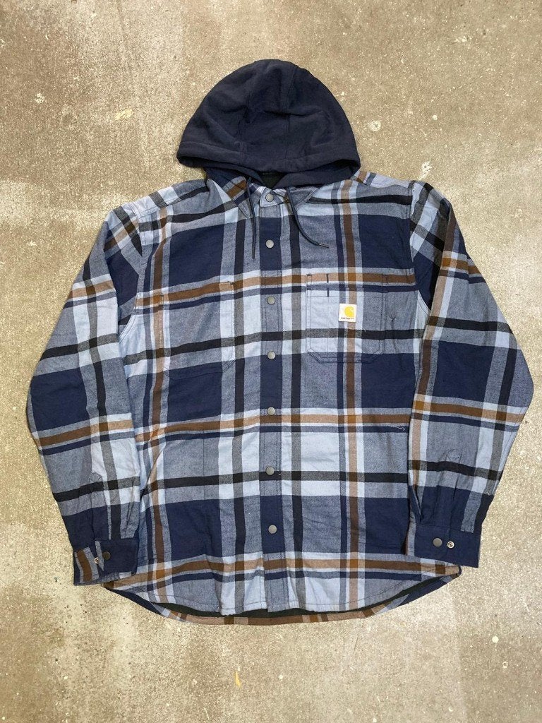 Carhartt Shacket - L - Relaxed Fit- Navy Grey-Flannel Inside, Maat 52/54 (L), Blauw, Carhartt, Ophalen of Verzenden