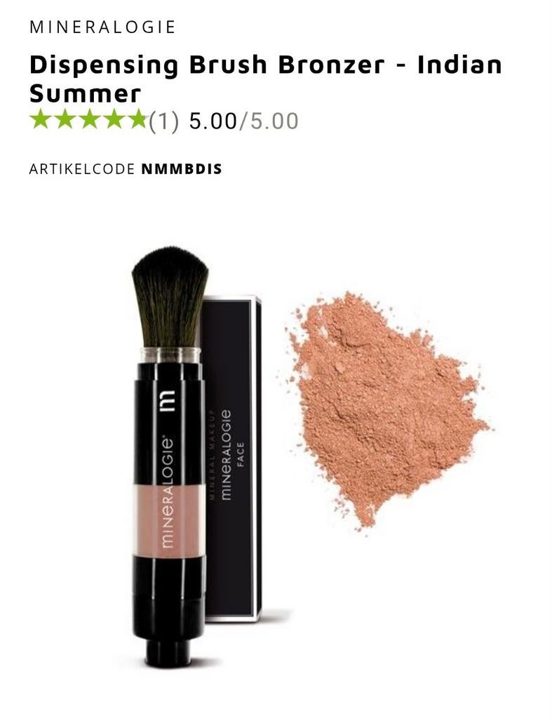 Mineralogie Dispensing Brush Bronzer - Indian Summer Matte, Ophalen of Verzenden, Gehele gezicht