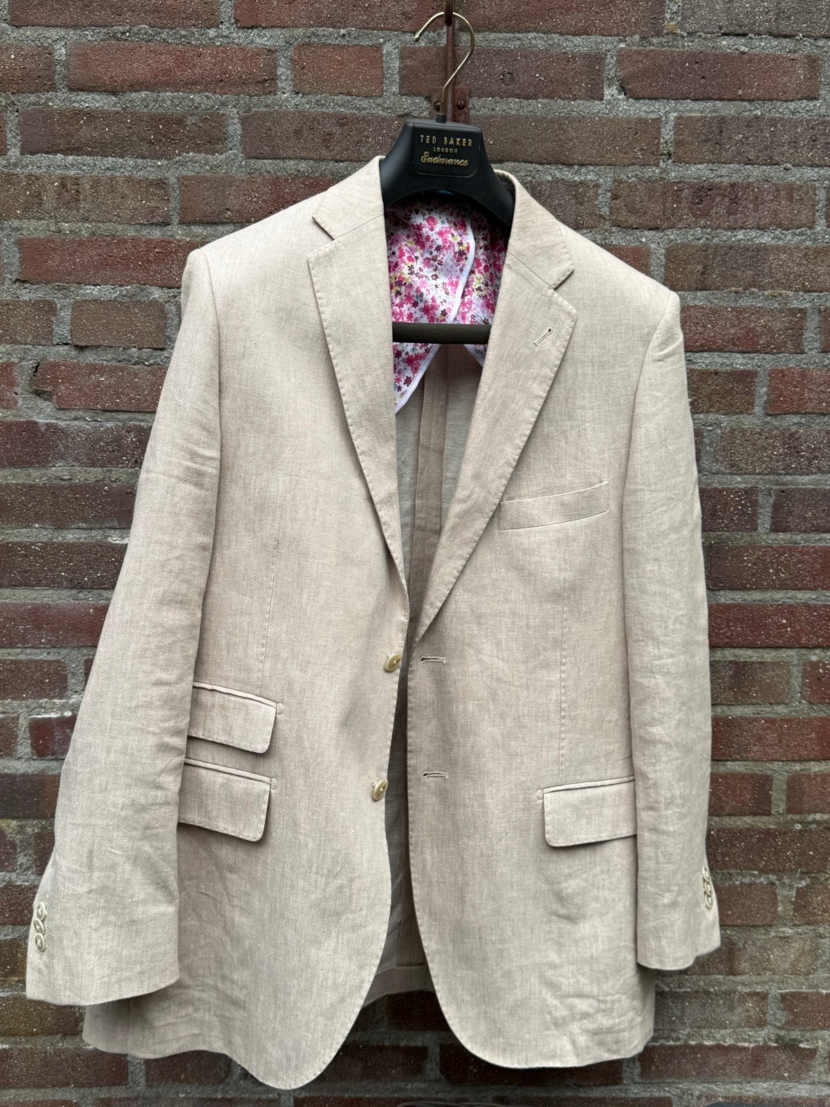 British Indigo Linnen/Katoen Colbert Maat 54, Ophalen of Verzenden, Zo goed als nieuw, Maat 52/54 (L), Beige