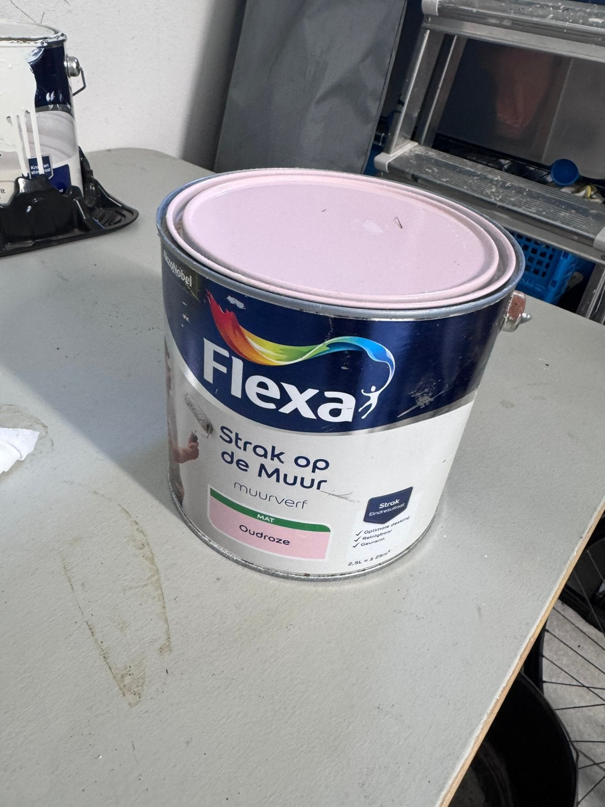 2,5L Flexa oud roze muurverf ongeopend mat, Doe-het-zelf en Verbouw, Ophalen, Nieuw, Verf, Roze