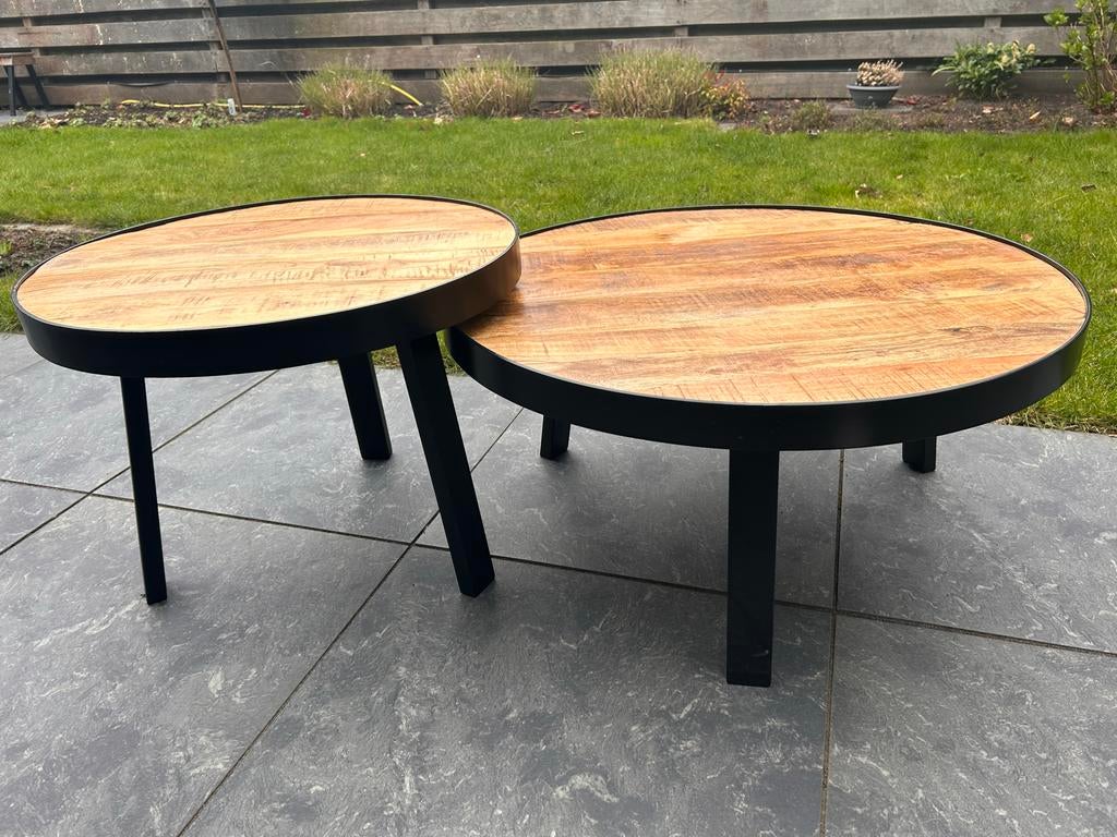 Twee salontafels van HUUS, model Sanne, Huis en Inrichting, Tafels | Salontafels, Ophalen, Gebruikt, 50 tot 100 cm, Rond