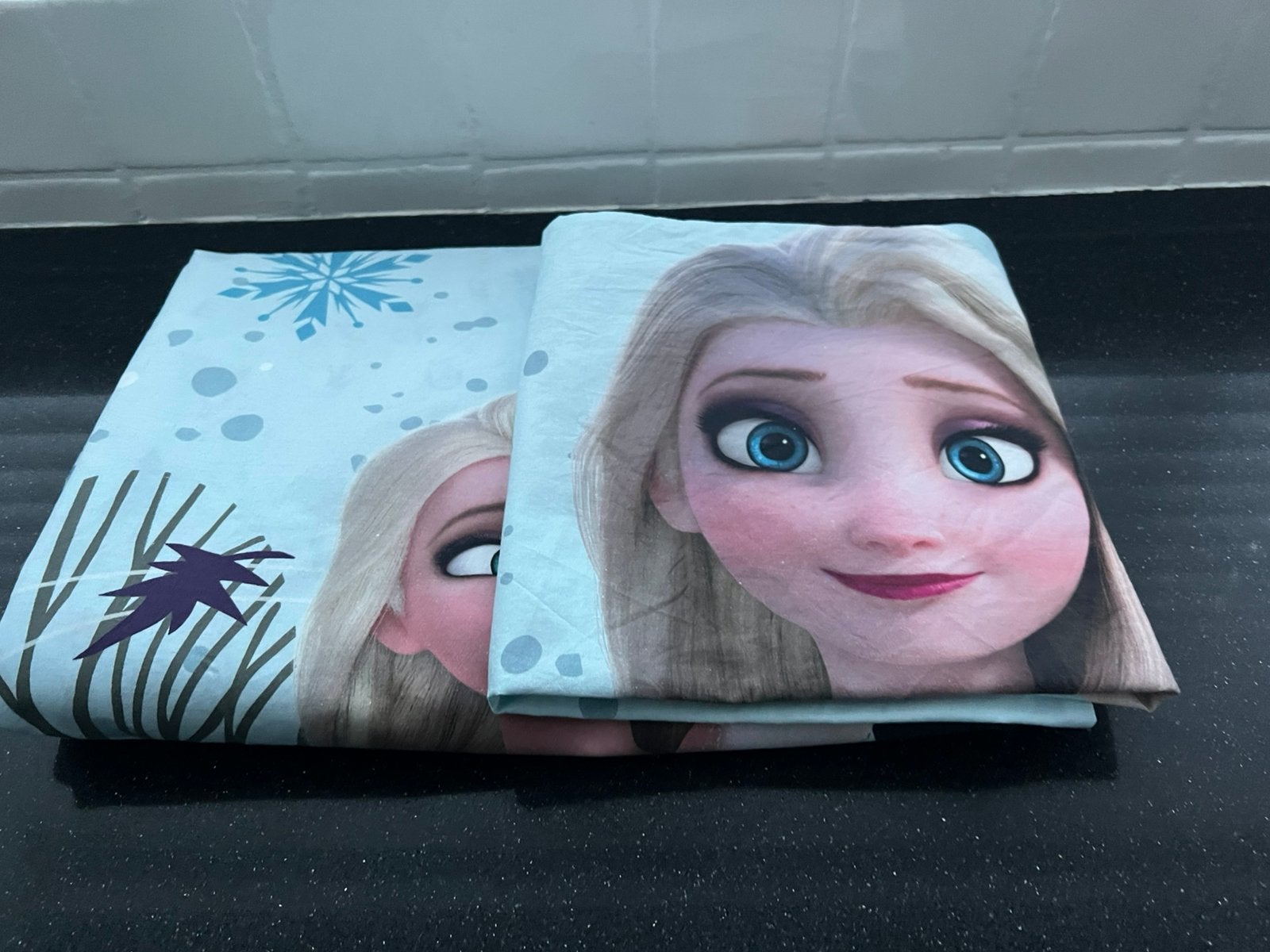 1 persoons overtrek Frozen, Ophalen of Verzenden, Zo goed als nieuw, Meisje, Blauw