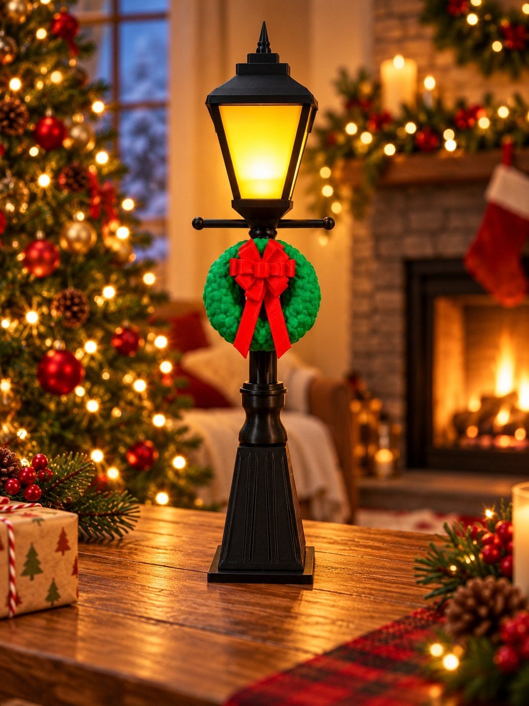 Kerstlantaarn 52 cm met licht – 3D kerstdecoratie, Diversen, Verzenden, Nieuw