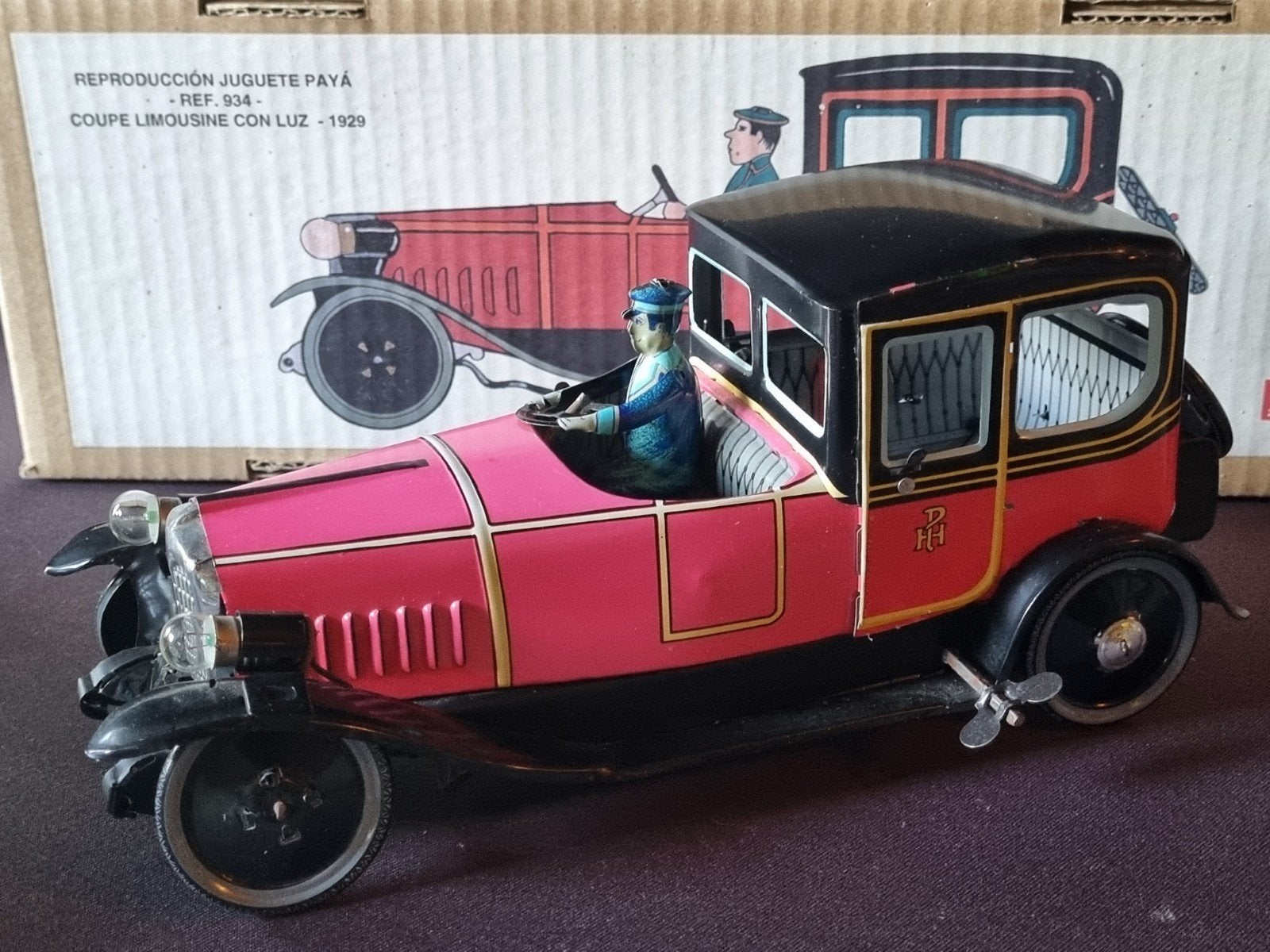 Paya Coupe Limousine met Licht - Reproductie Juguete 1929, Antiek en Kunst, Ophalen of Verzenden