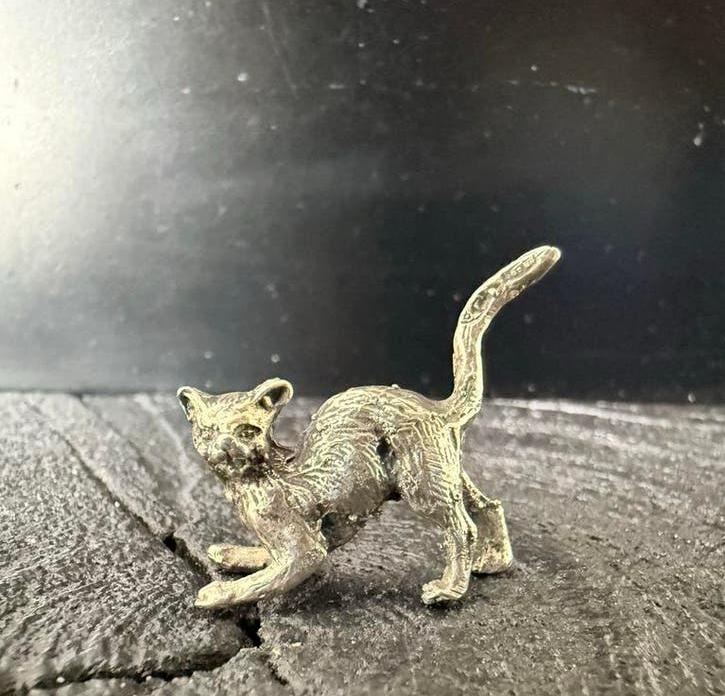 Zilveren miniatuur katje - gedetailleerd en charmant, Verzenden, Zilver