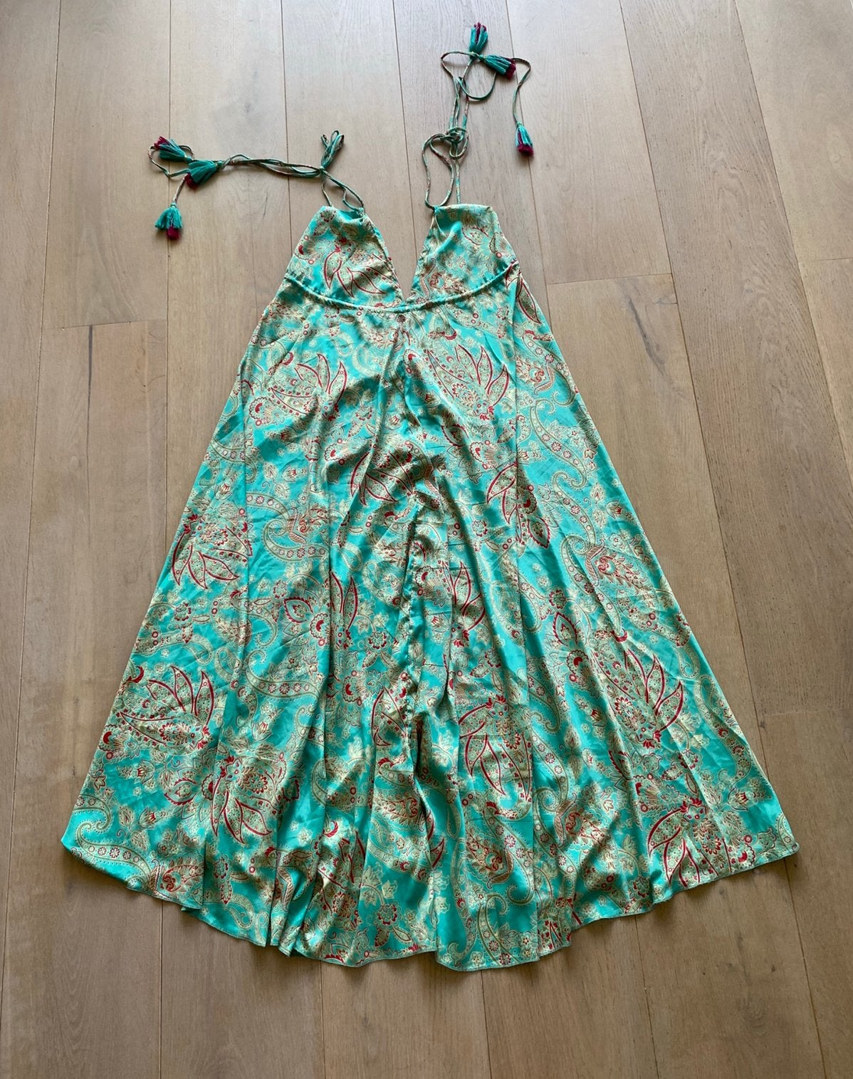 Jurk zijde boho ibiza nieuwstaat one size, Maat 38/40 (M), Blauw, Ophalen of Verzenden, Zo goed als nieuw