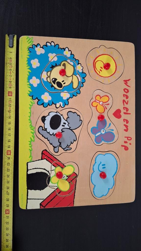 Woezel en Pip houten puzzel met knoppen, Ophalen, 2 tot 4 jaar, Gebruikt, Van hout