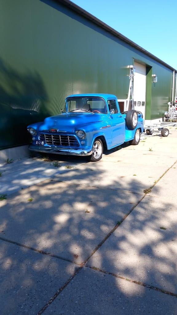 Te koop chevrolet apache 1956 stepside longbed 0626603113, Automaat, Achterwielaandrijving, Zwart, Overige carrosserieën
