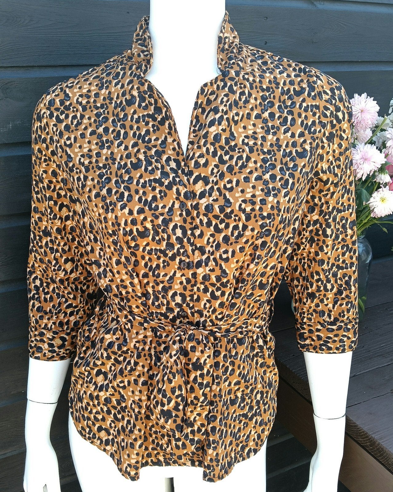 Panter blouse met strik, Kleding | Dames, Maat 38/40 (M), Bruin, Pigalle, Ophalen of Verzenden