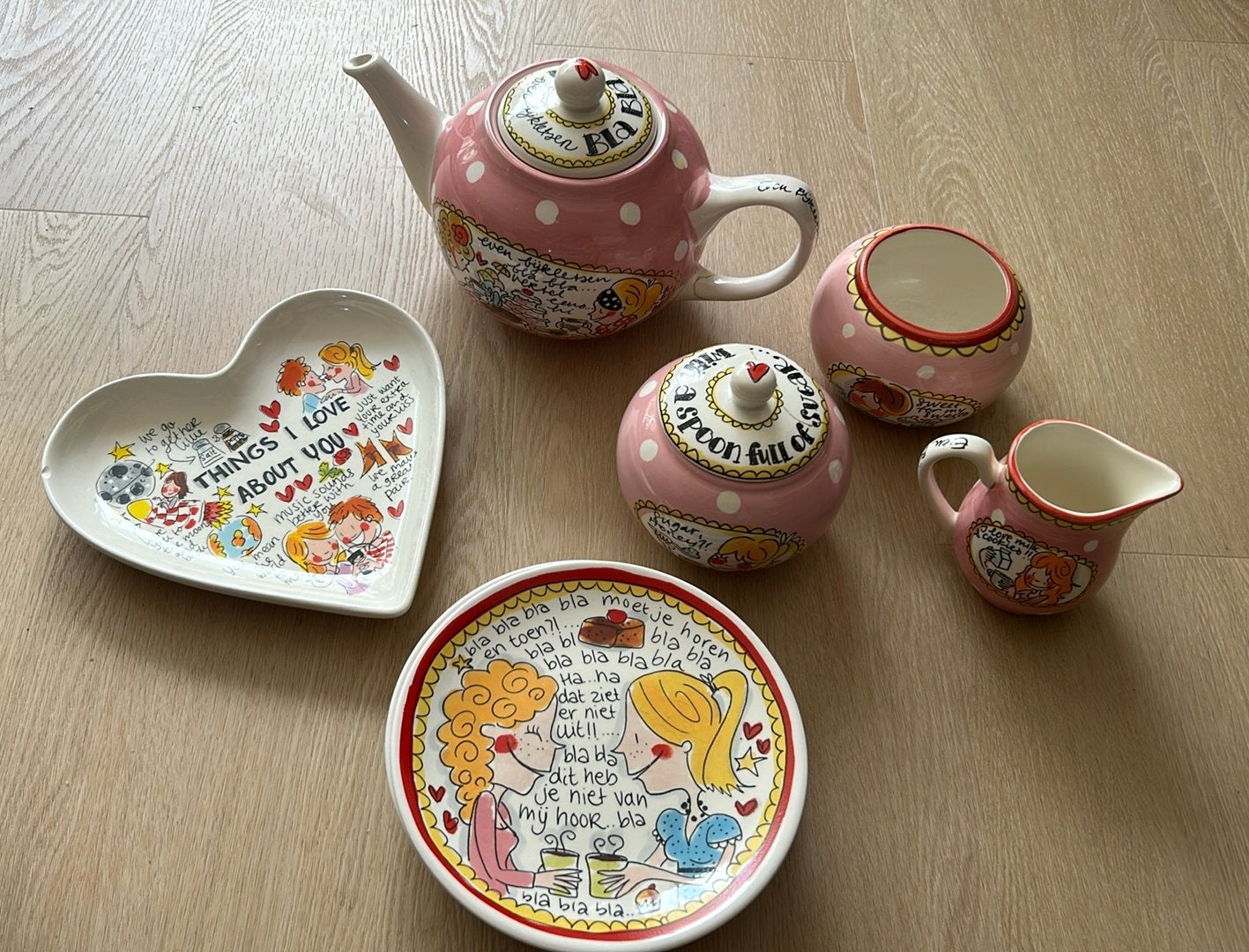 Blond Amsterdam servies: theepot, suikerpot, melkkan, schaal, Ophalen, Gebruikt, Keramiek, Blond Amsterdam