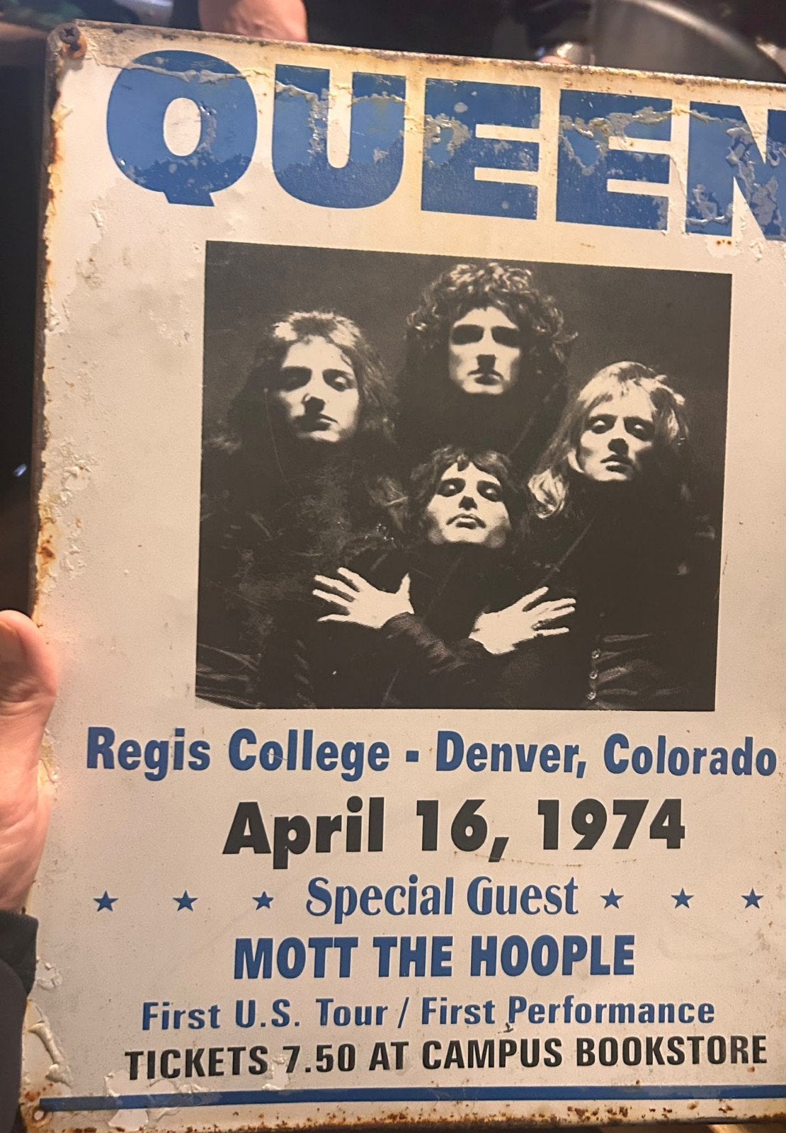 Queen Concert plaat 1974 - Regis College Denver, Verzamelen, Ophalen, Gebruikt