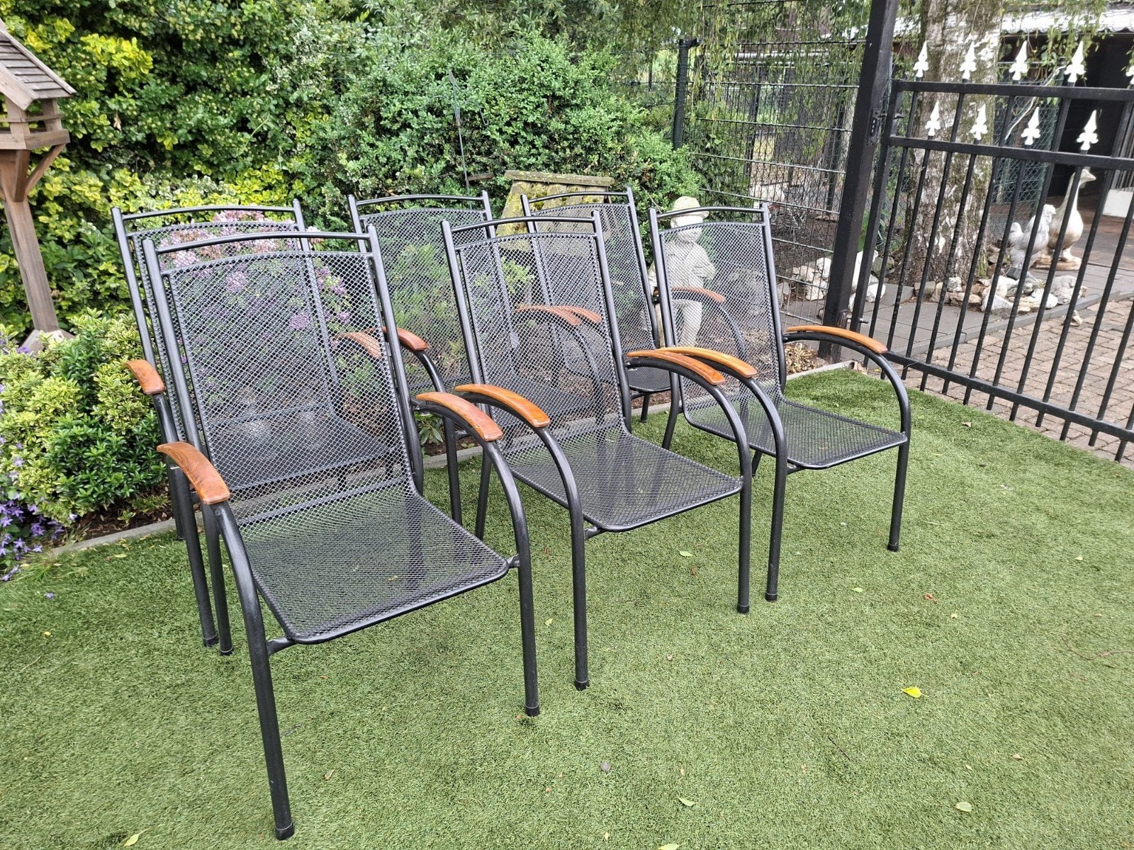 6 prachtige strekmetalen tuinstoelen, Ophalen, Gebruikt, Stapelbaar