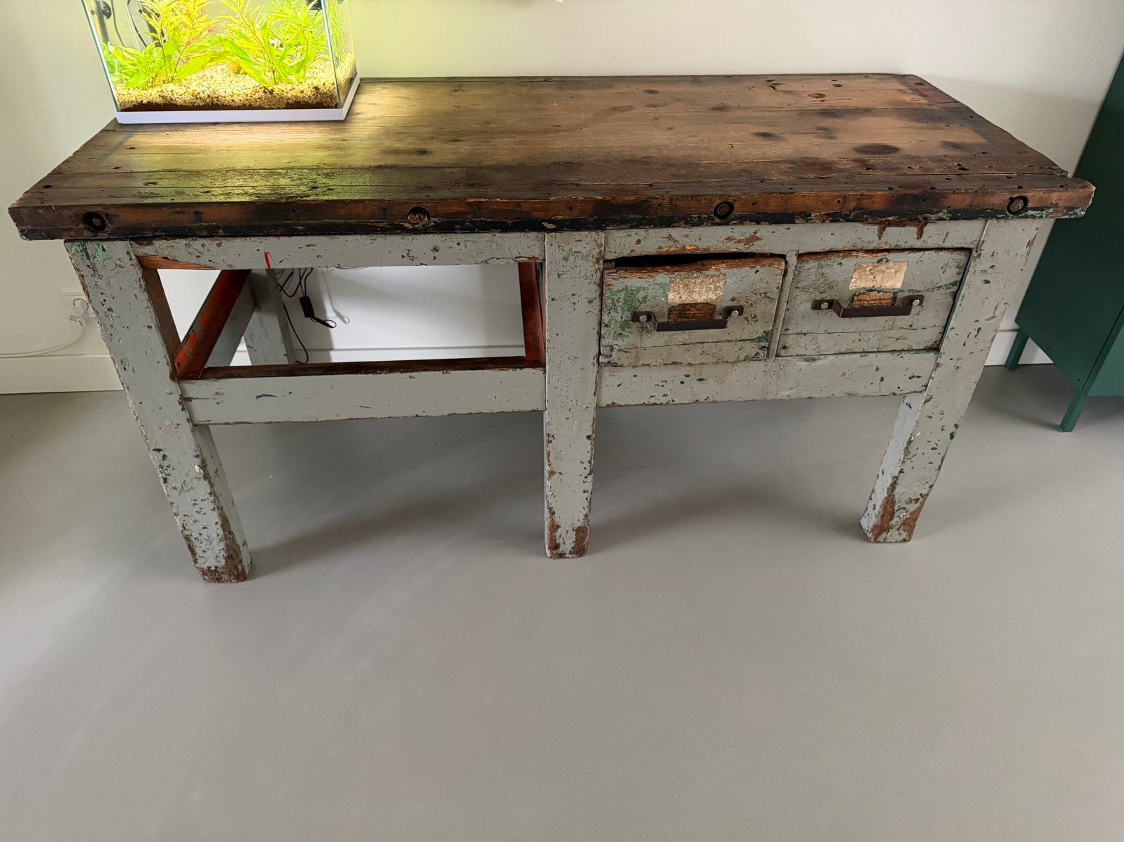 Prachtige vintage werkbank, Ophalen, Gebruikt, 75 cm of meer, 150 tot 200 cm