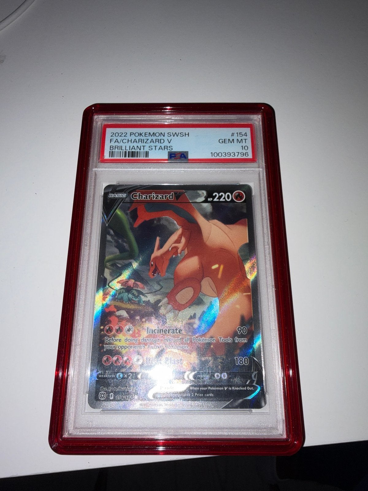 PSA 10 Charizard V Full Art Brilliant Stars Pokémon Kaart, Ophalen, Nieuw, Losse kaart, Foil