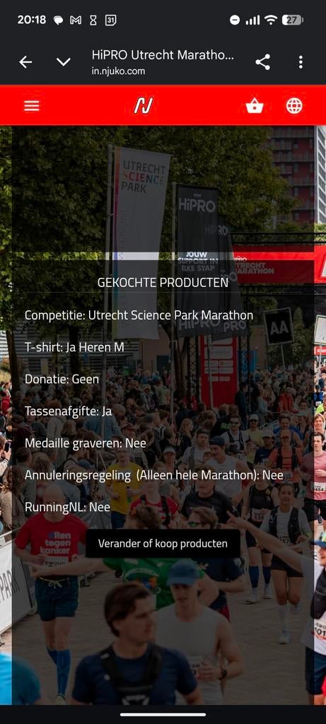 Startbewijs HiPro Marathon Utrecht, Eén persoon