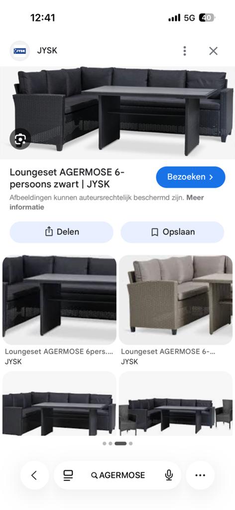 Loungeset Tuinset AGERMOSE JYSK Zwart, Tuin en Terras, Ophalen of Verzenden, Zo goed als nieuw, Aluminium