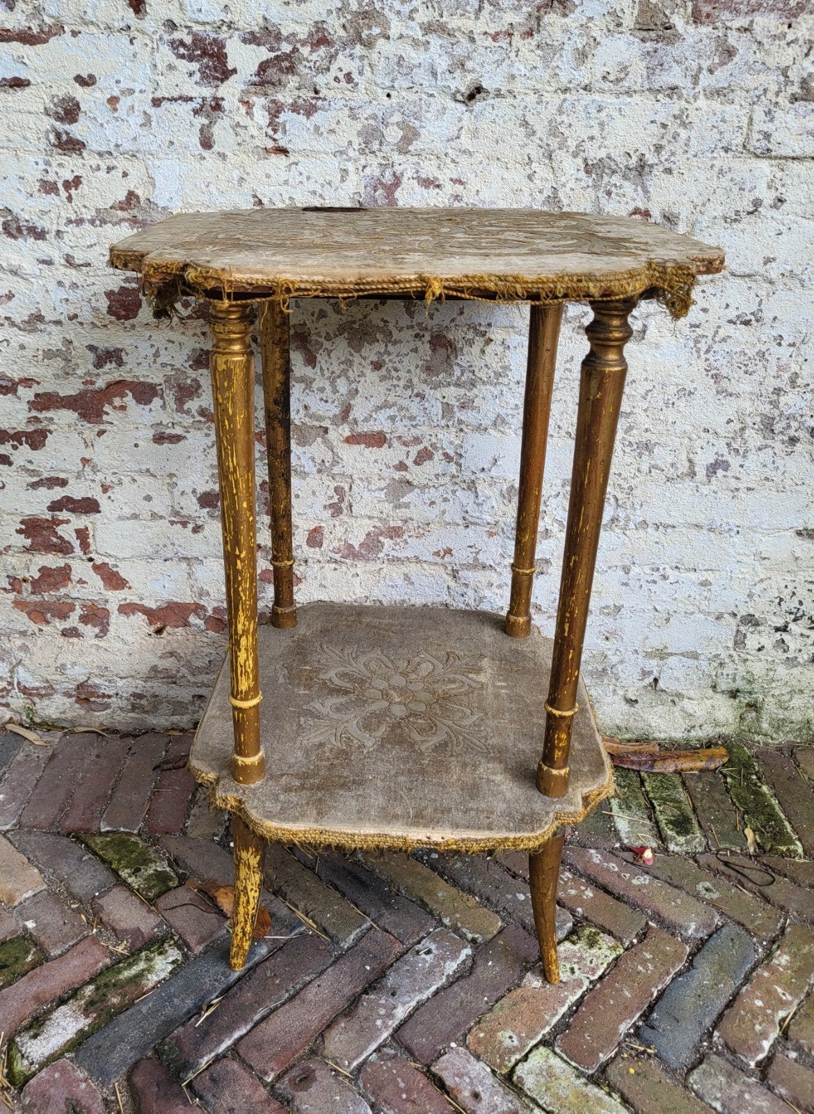 antieke sleetse brocante franse bijzettafel/ allegonda, Ophalen of Verzenden
