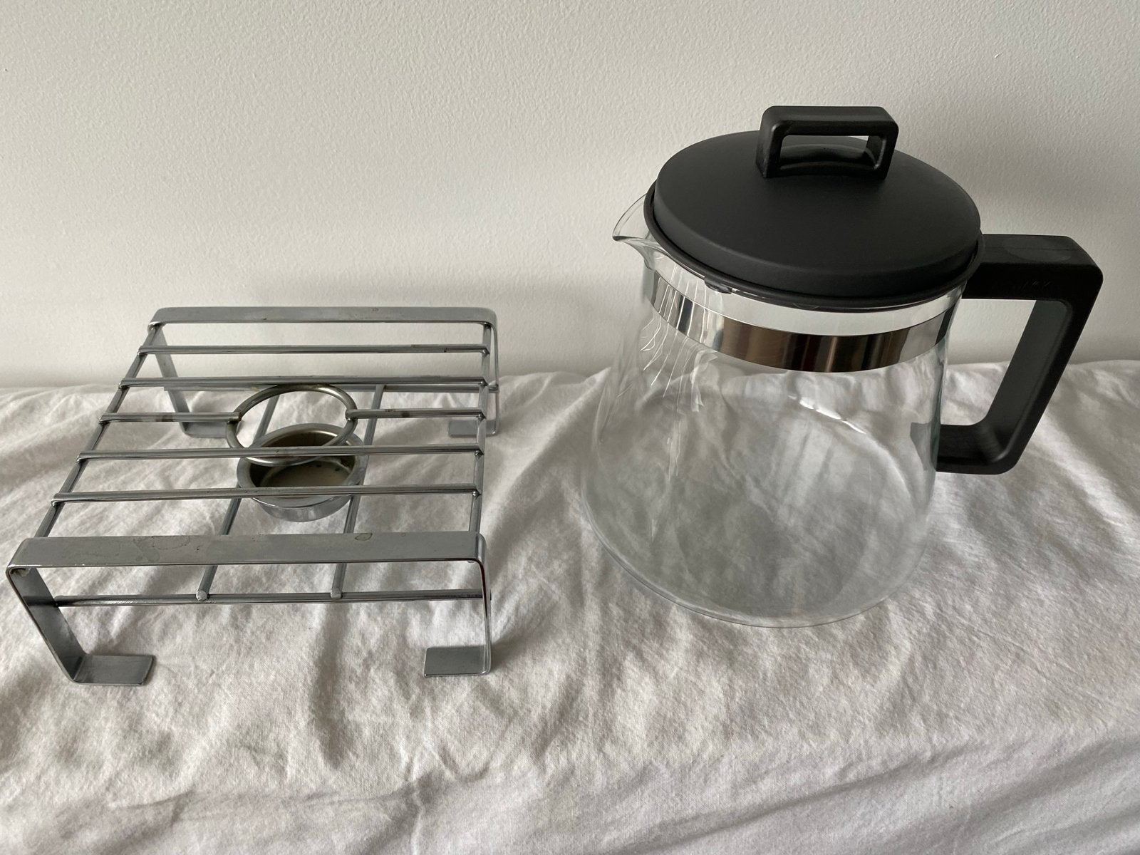 Glazen theepot met theelichtje - Bodum stijl, Zwart, Overige merken, Ophalen, Theepot/fluitketel