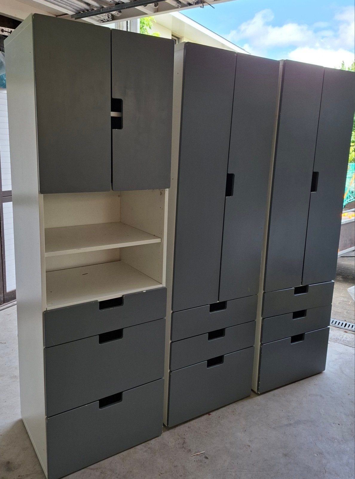 IKEA PAX kastenwand - 3x 60x193x50 cm - Grijs/Wit, Huis en Inrichting, Kasten | Kledingkasten, Overige materialen, Gebruikt, Modern, IKEA PAX