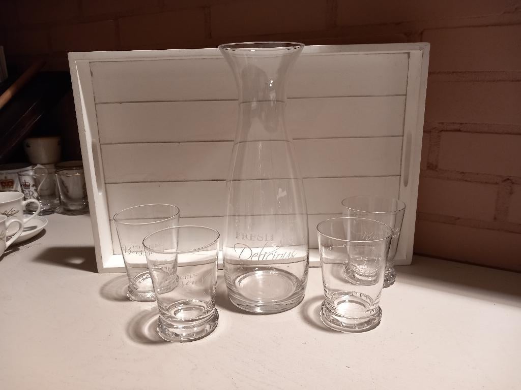 Riviera Maison Fresch & Delicious Karaf en Glazen, Glas of Glazen, Ophalen of Verzenden, Overige stijlen, Glas